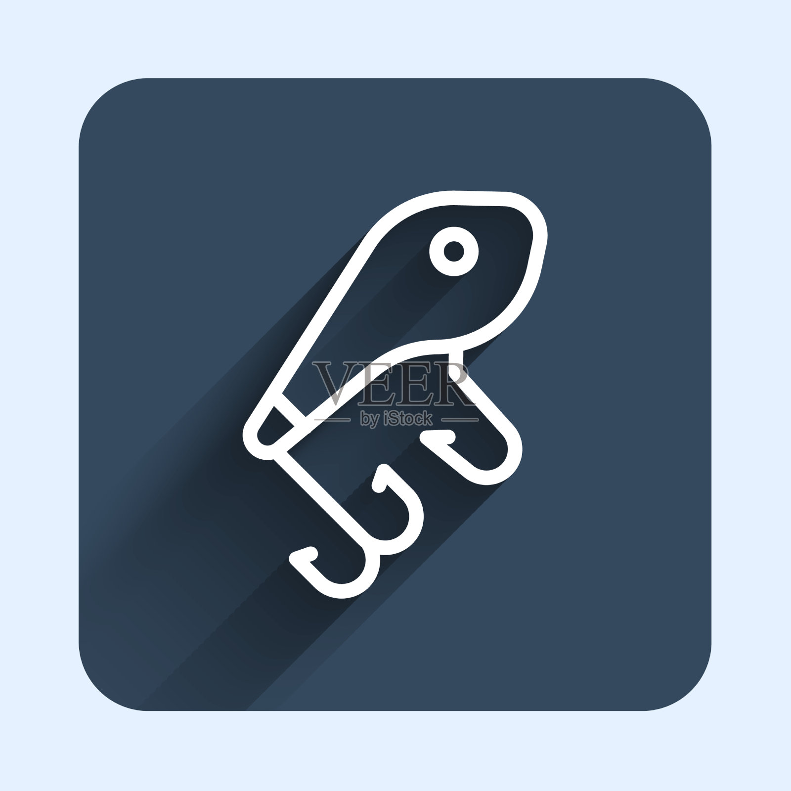 白线鱼饵图标与长孤立图标素材