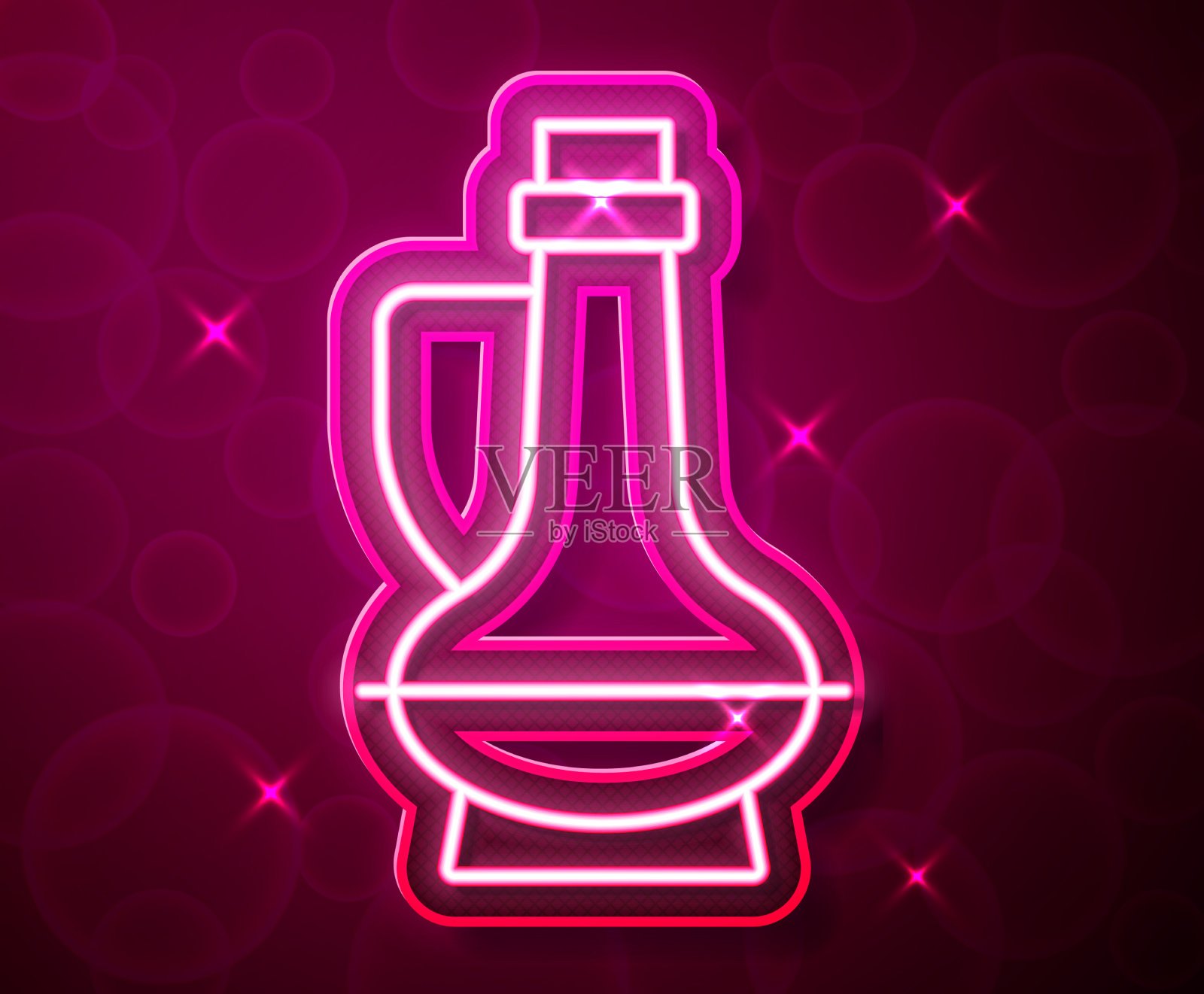 发光的霓虹灯线瓶橄榄油图标插画图片素材