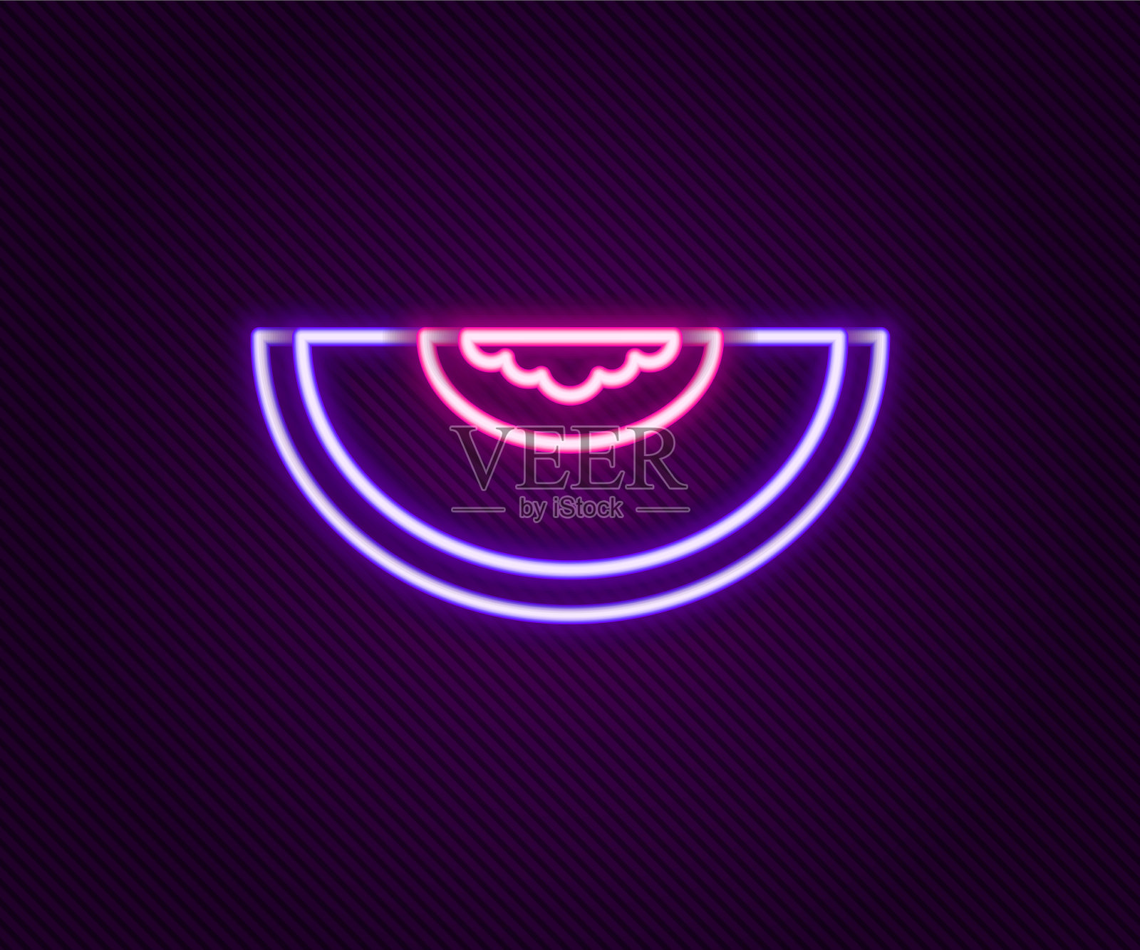 发光的霓虹灯线瓜果图标孤立上插画图片素材