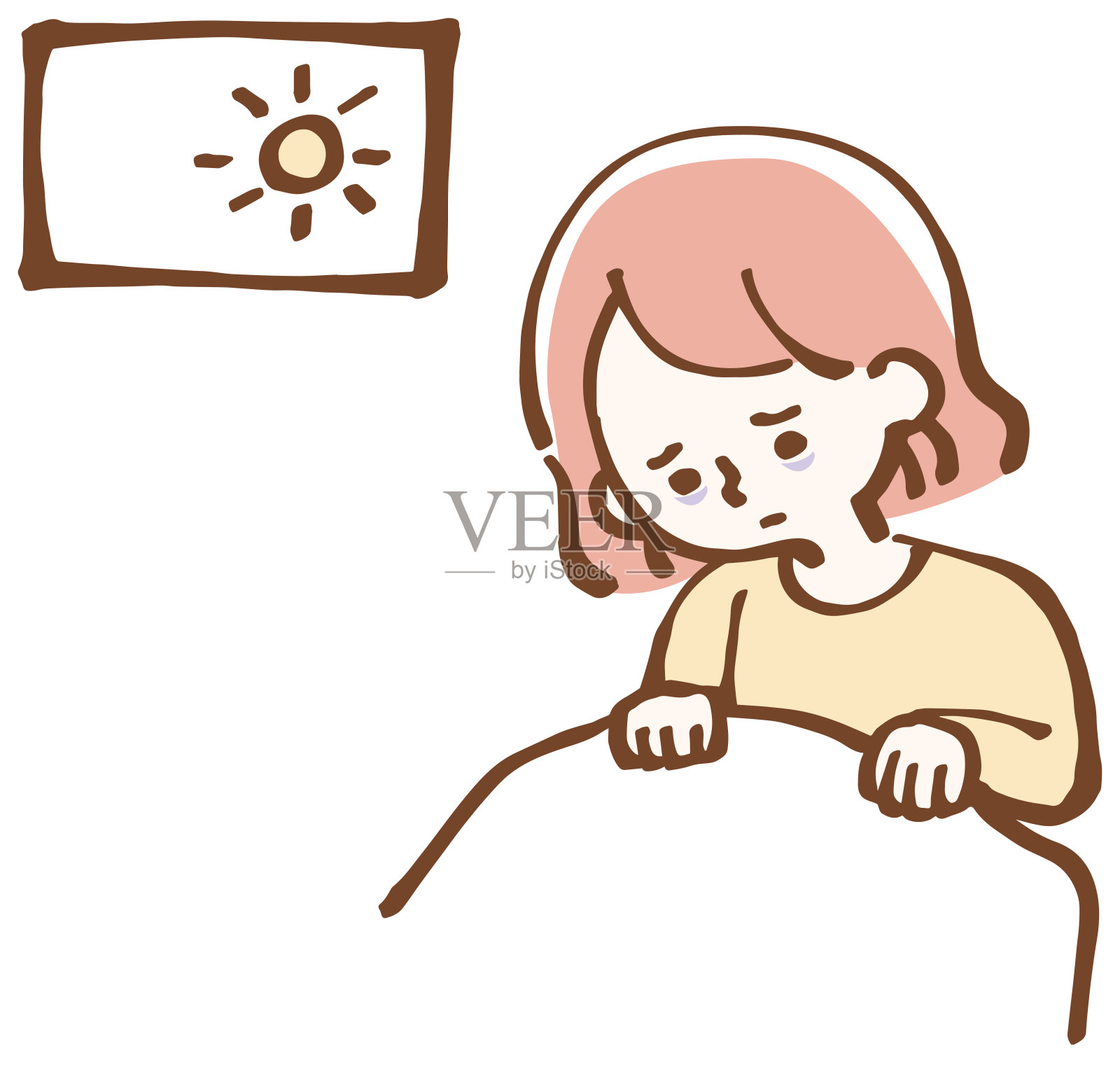 失眠的女人有很多在她的头脑简单的插图插画图片素材