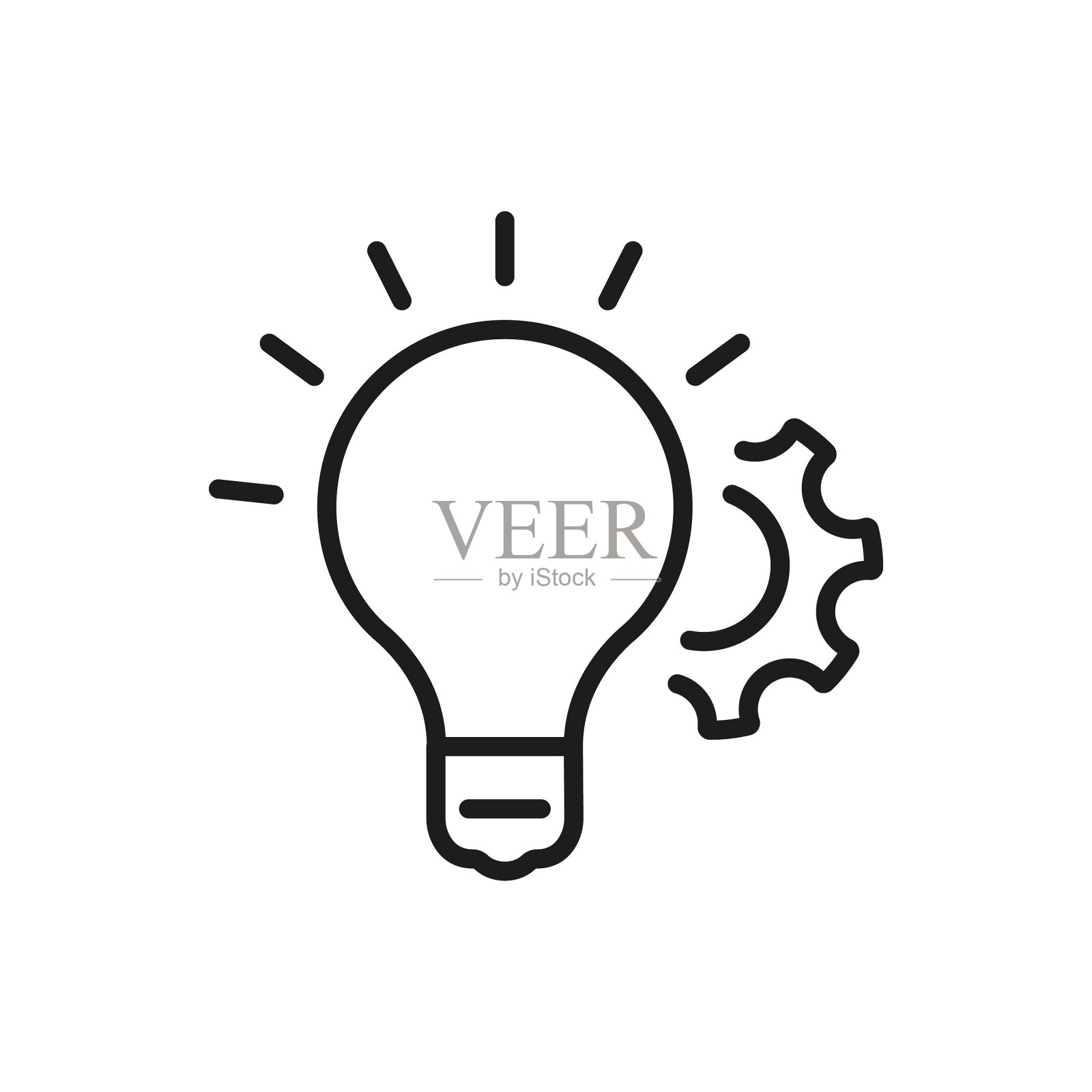 灯泡和齿轮的想法概念线图标图标素材