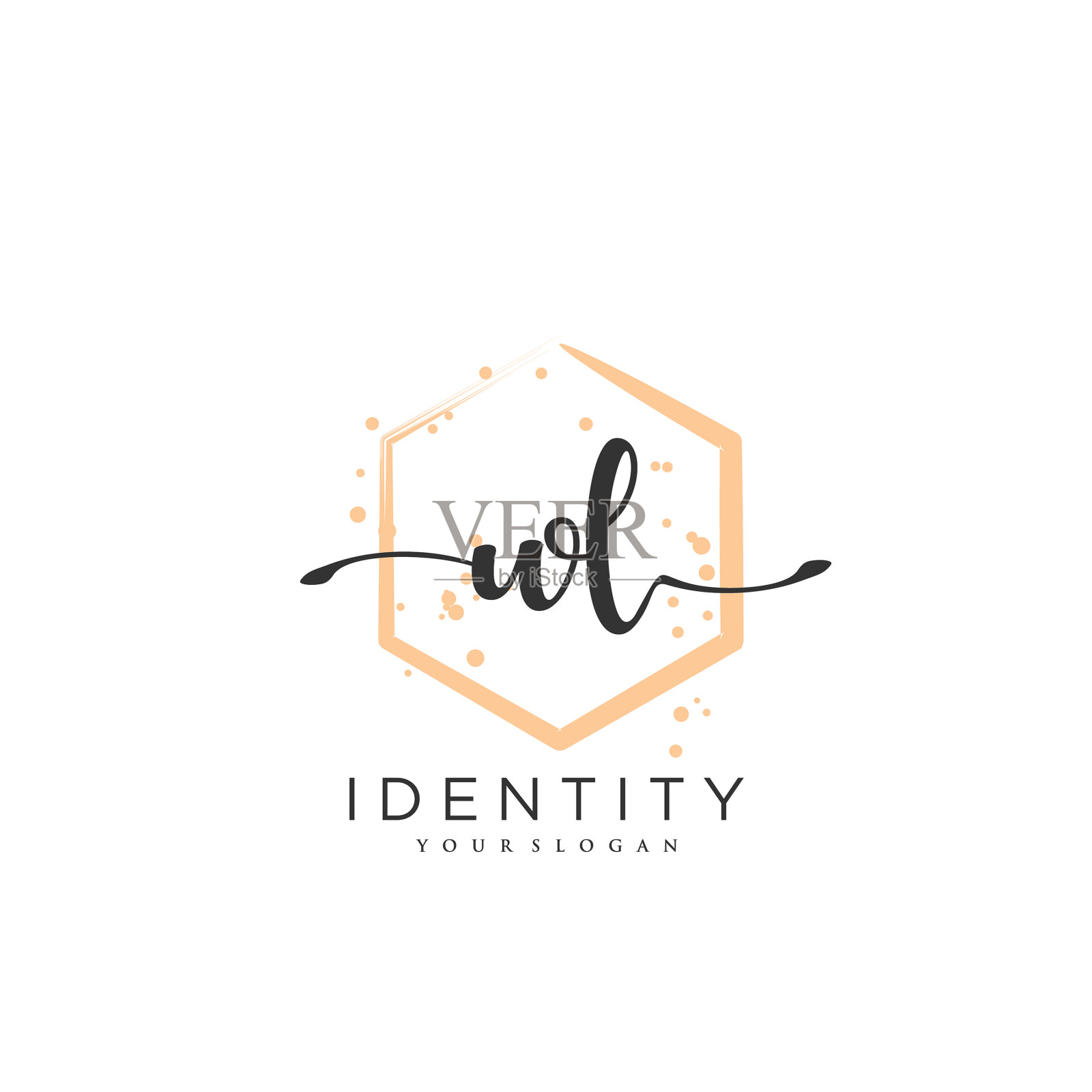 初签婚礼的Wl手写标志插画图片素材