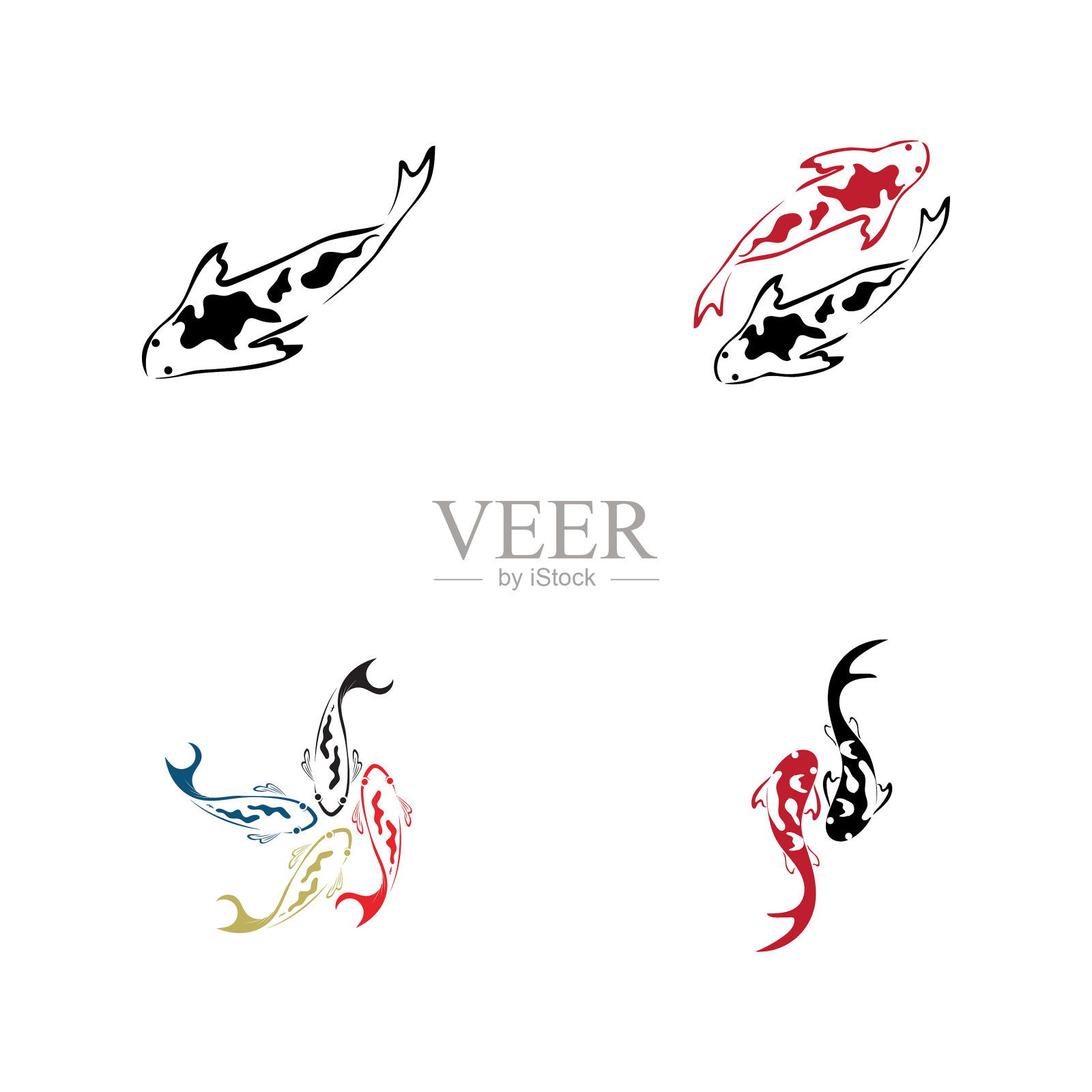 锦鲤的标志设计理念插画图片素材