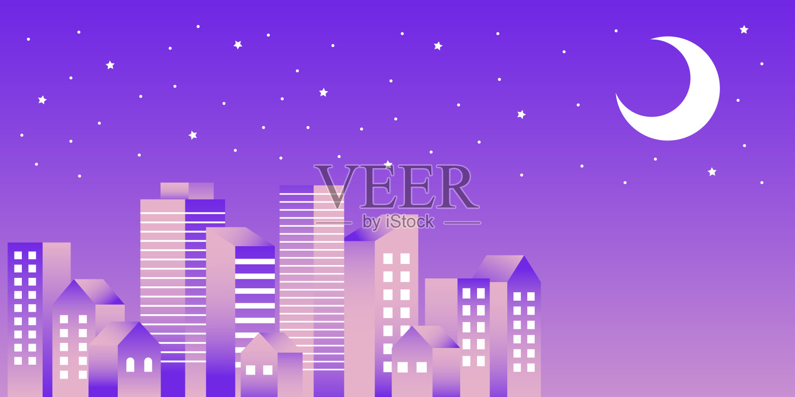 夜晚的建筑简单而时尚的插图插画图片素材