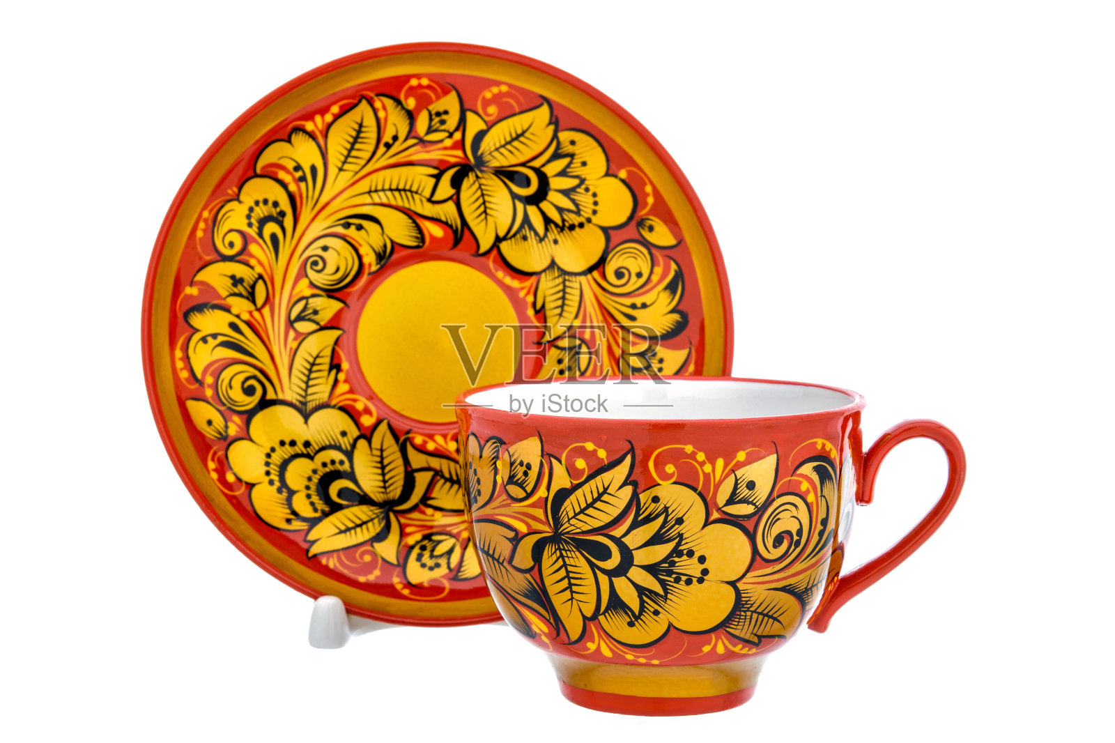 茶对古老的传统俄罗斯民间器皿。照片摄影图片