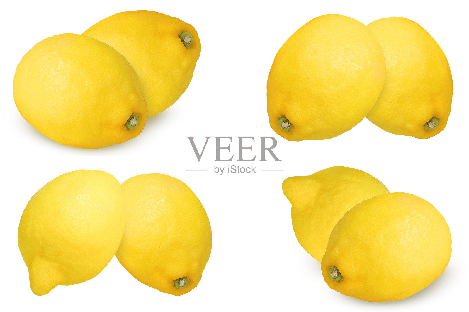 一组柠檬在孤立的白色背景照片摄影图片