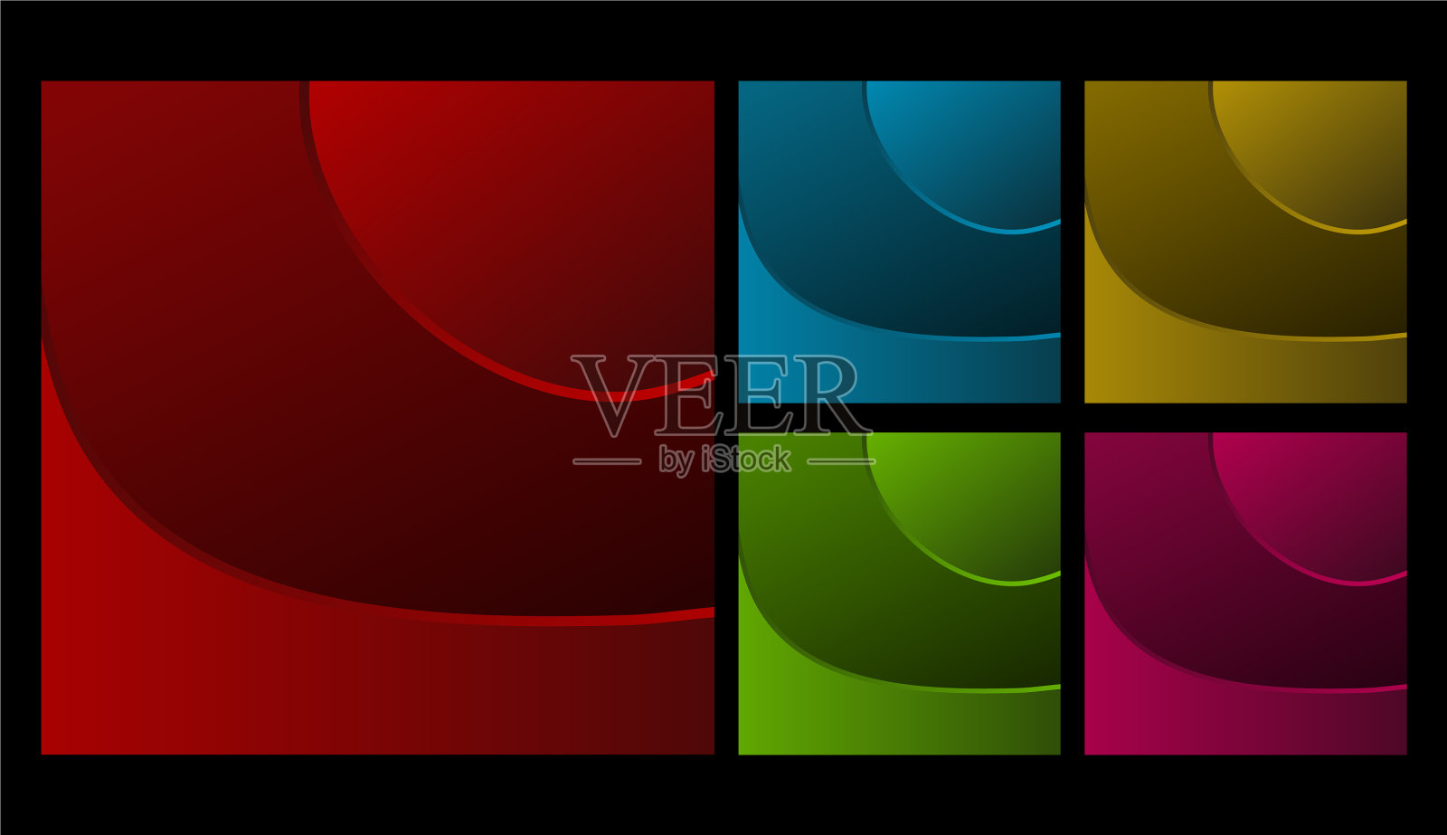 彩色波浪梯度模板横幅设置红色插画图片素材