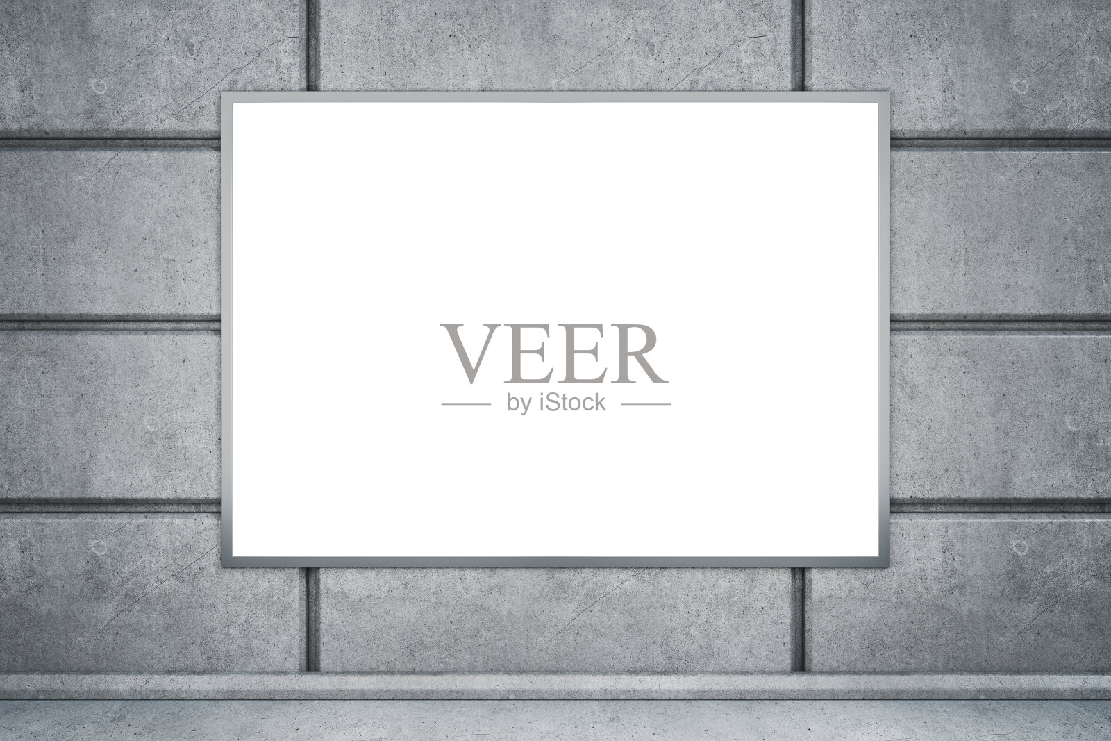 抽象的混凝土瓷砖墙，白色的框架和日光。广告、商业和信息概念。模拟，3D渲染。照片摄影图片