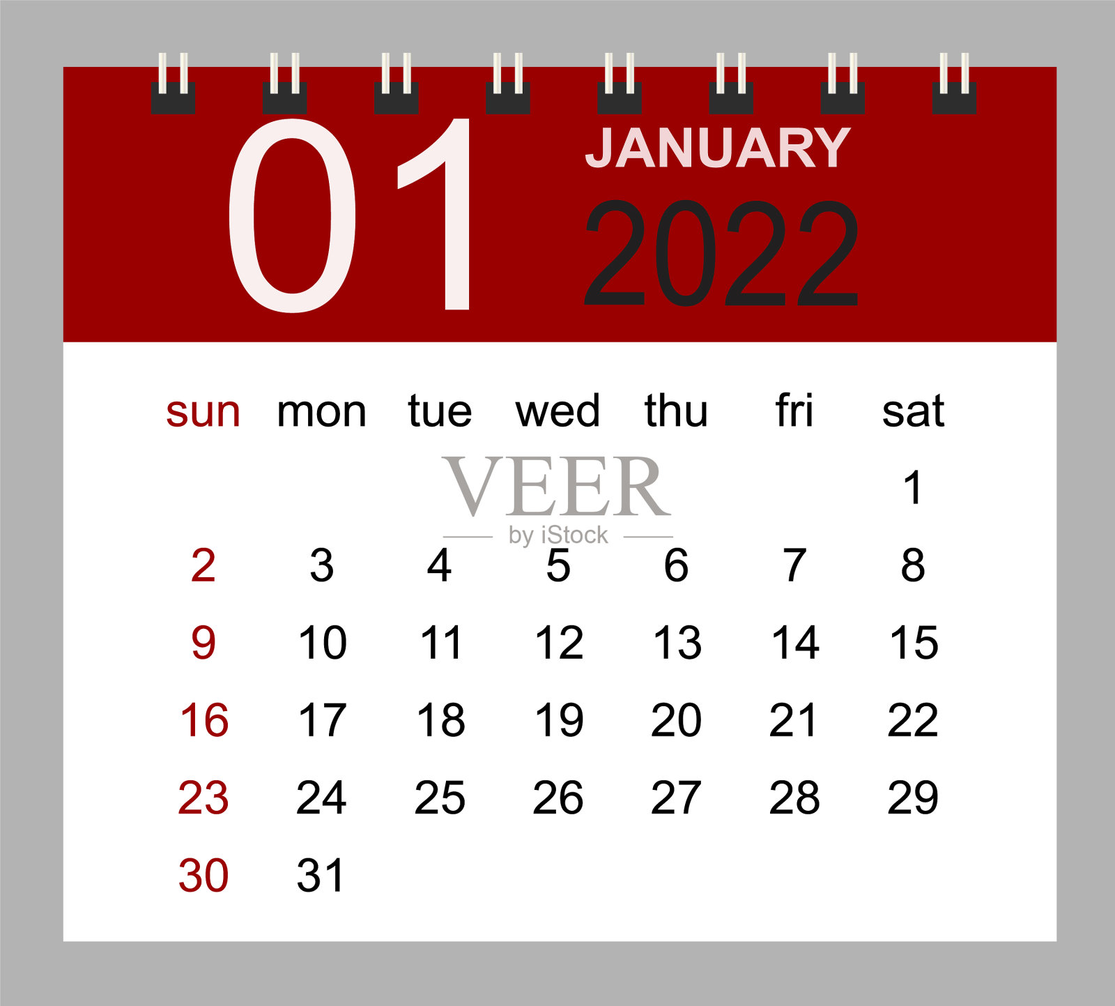 2022年1月月历模板设计模板素材