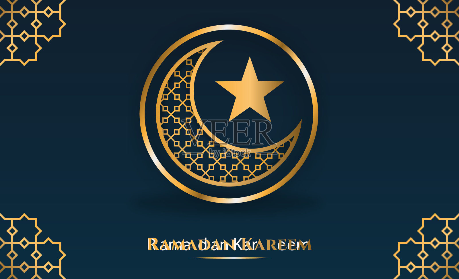 斋月销售广场横幅与金色新月插画图片素材