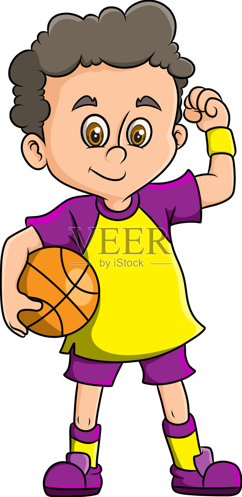 快乐的职业篮球运动员摆姿势设计元素图片