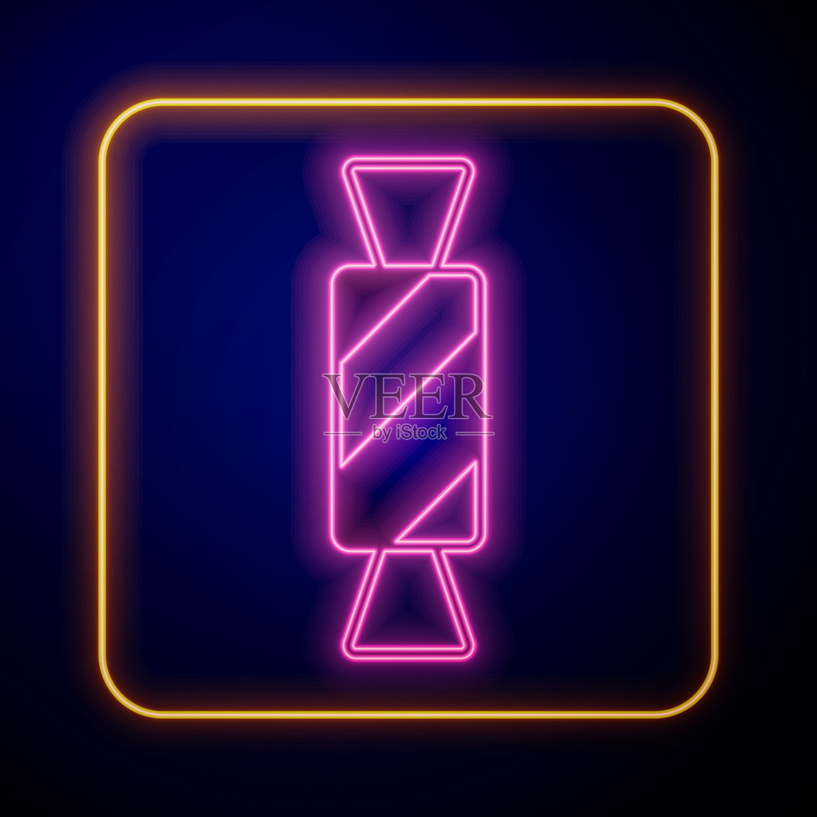 发光的霓虹灯糖果图标孤立在黑色插画图片素材