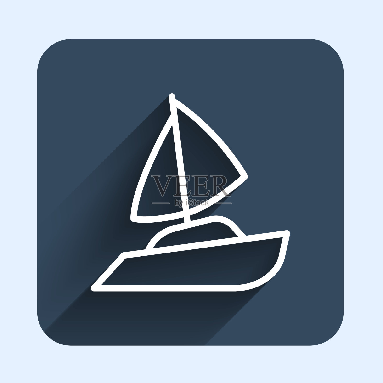 白线游艇帆船或帆船图标图标素材