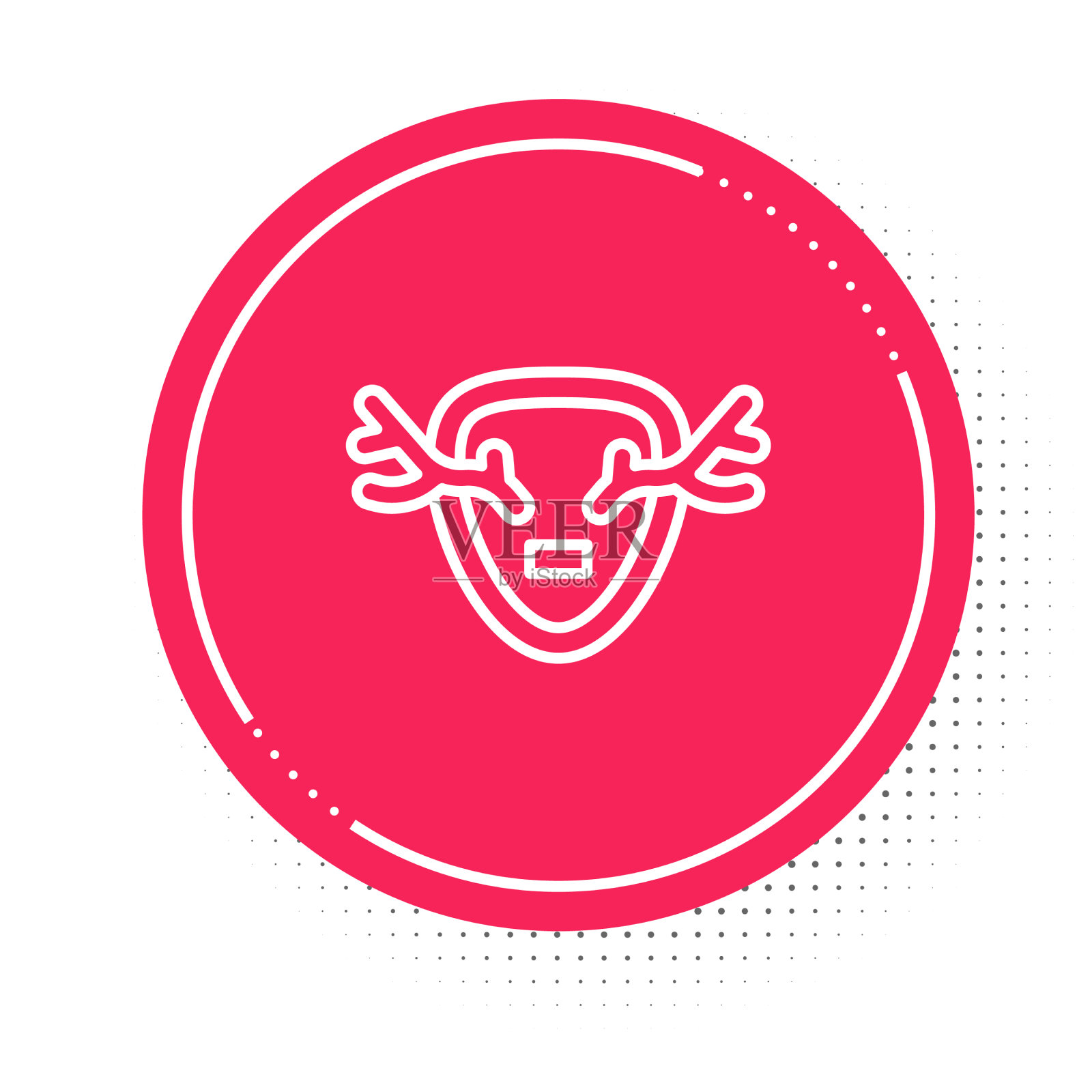 白线鹿角上的盾图标孤立上插画图片素材