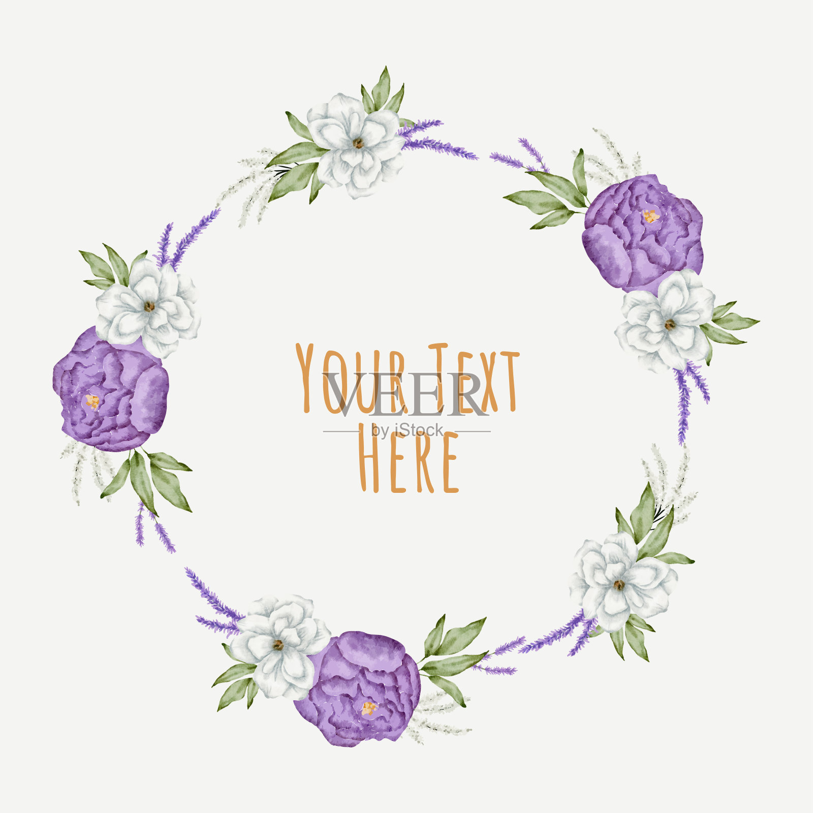 花的花圈。一套框架水彩花。插画图片素材