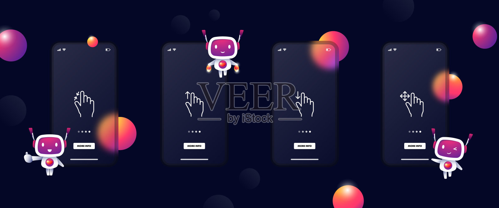 点击设置图标。轻按，食指，缩小，轻敲，滑动，滚动，触摸，光标，箭头，传感器，手表。紧迫的概念。Glassmorphism。UI手机应用程序屏幕。矢量线图标的业务设计模板素材