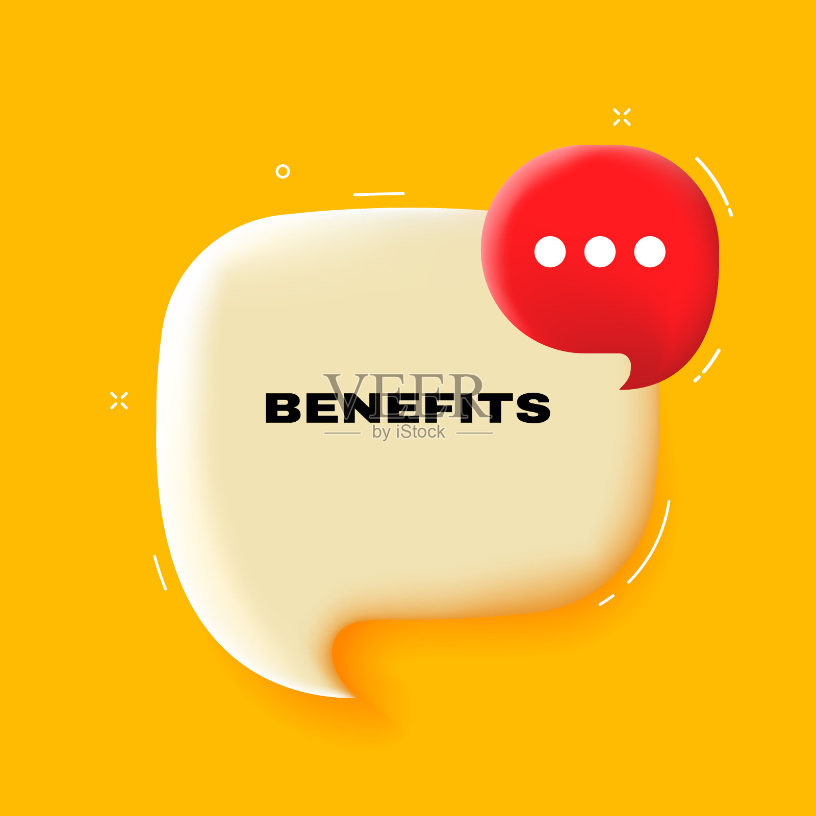的好处。语音泡沫与福利文本。3 d演示。波普艺术风格。矢量线图标的业务和广告插画图片素材