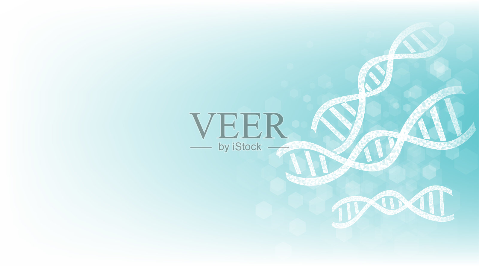 白色和蓝色背景的DNA双螺旋结构。插画图片素材