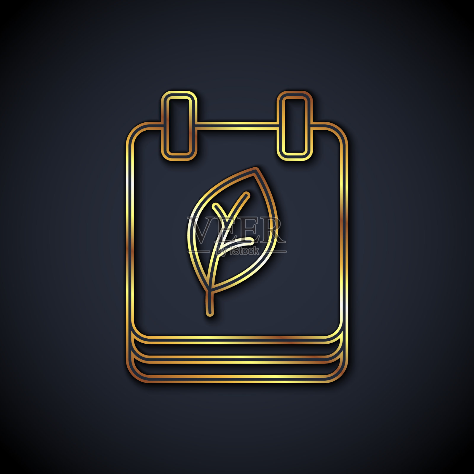 金线日历带有秋叶图标图标素材