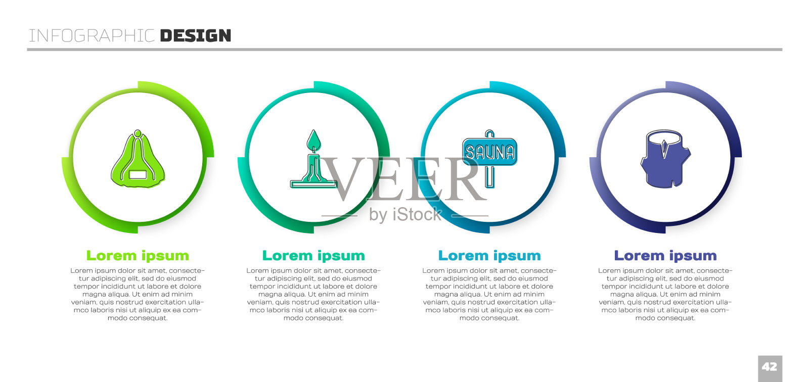 设置桑拿帽、燃烧的蜡烛和原木图标素材