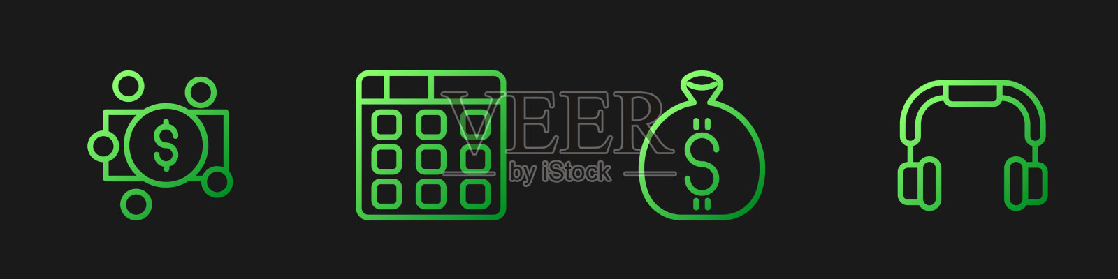 设行钱袋叠纸钱现金桶插画图片素材