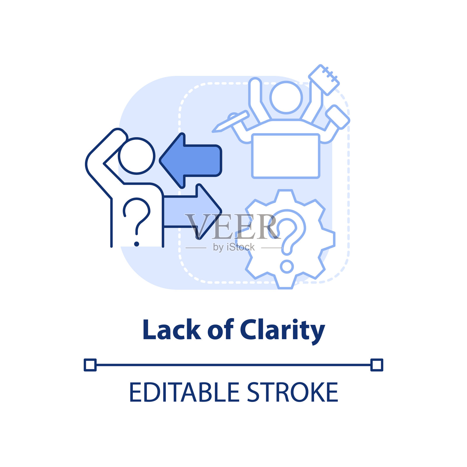 浅蓝色概念图标缺乏清晰度插画图片素材