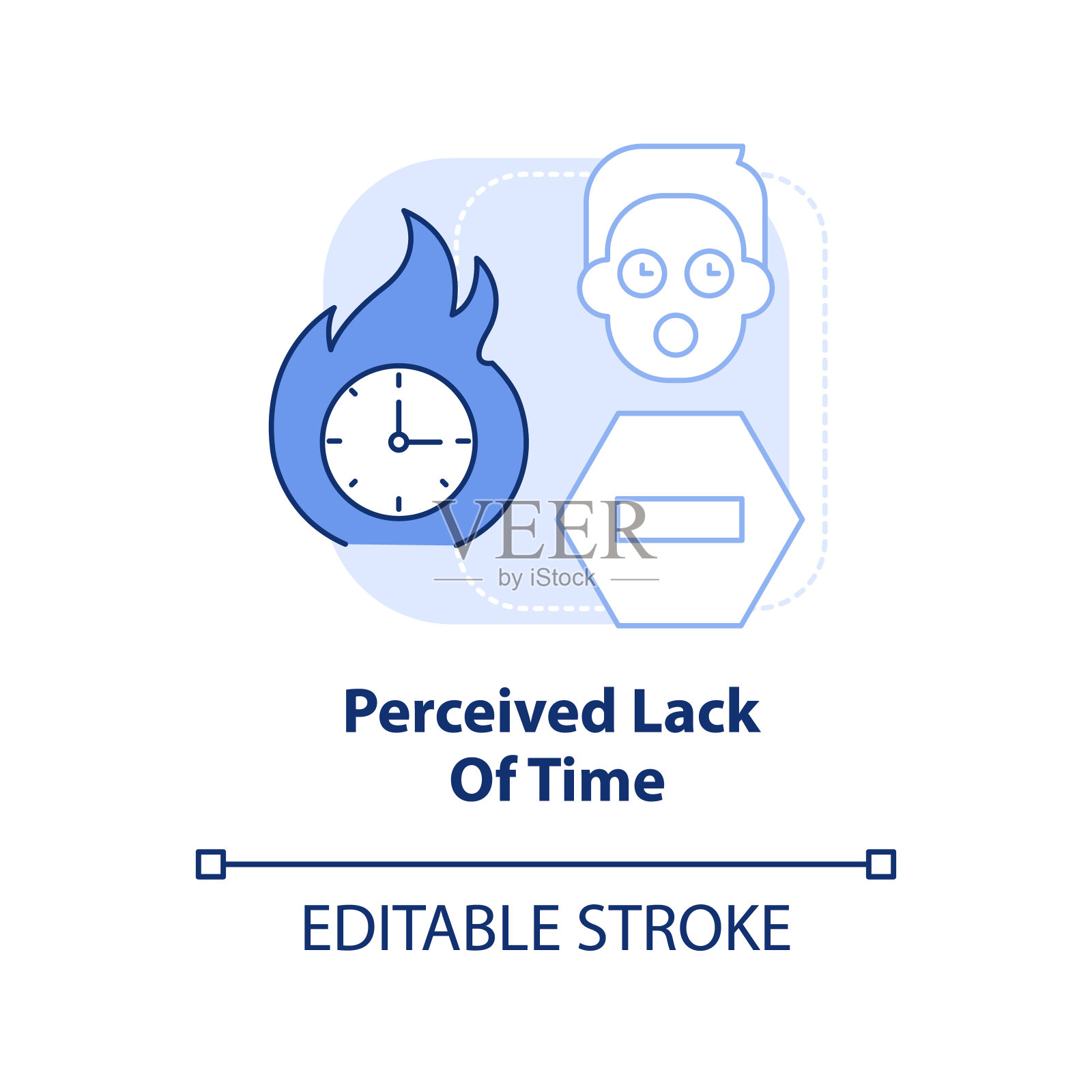 感知时间不足浅蓝色概念图标插画图片素材