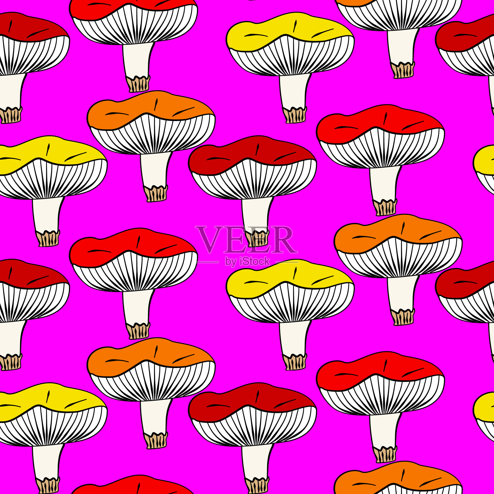 蘑菇无缝半滴模式插画图片素材