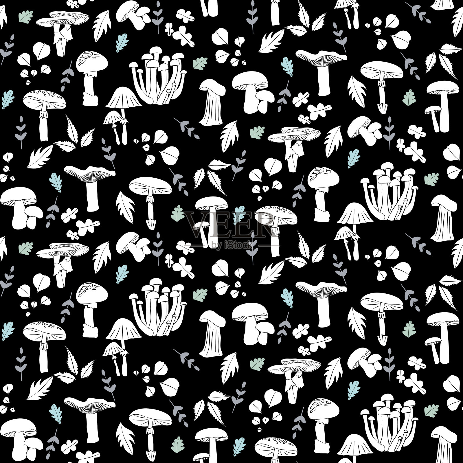 蘑菇无缝模式插画图片素材