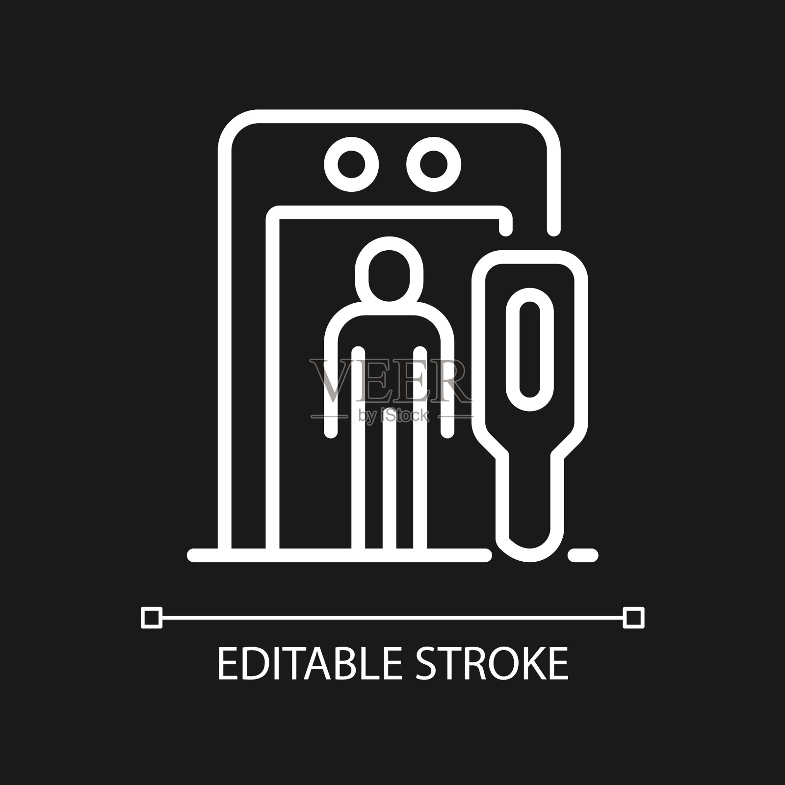 机场边检白色线性图标为图标素材