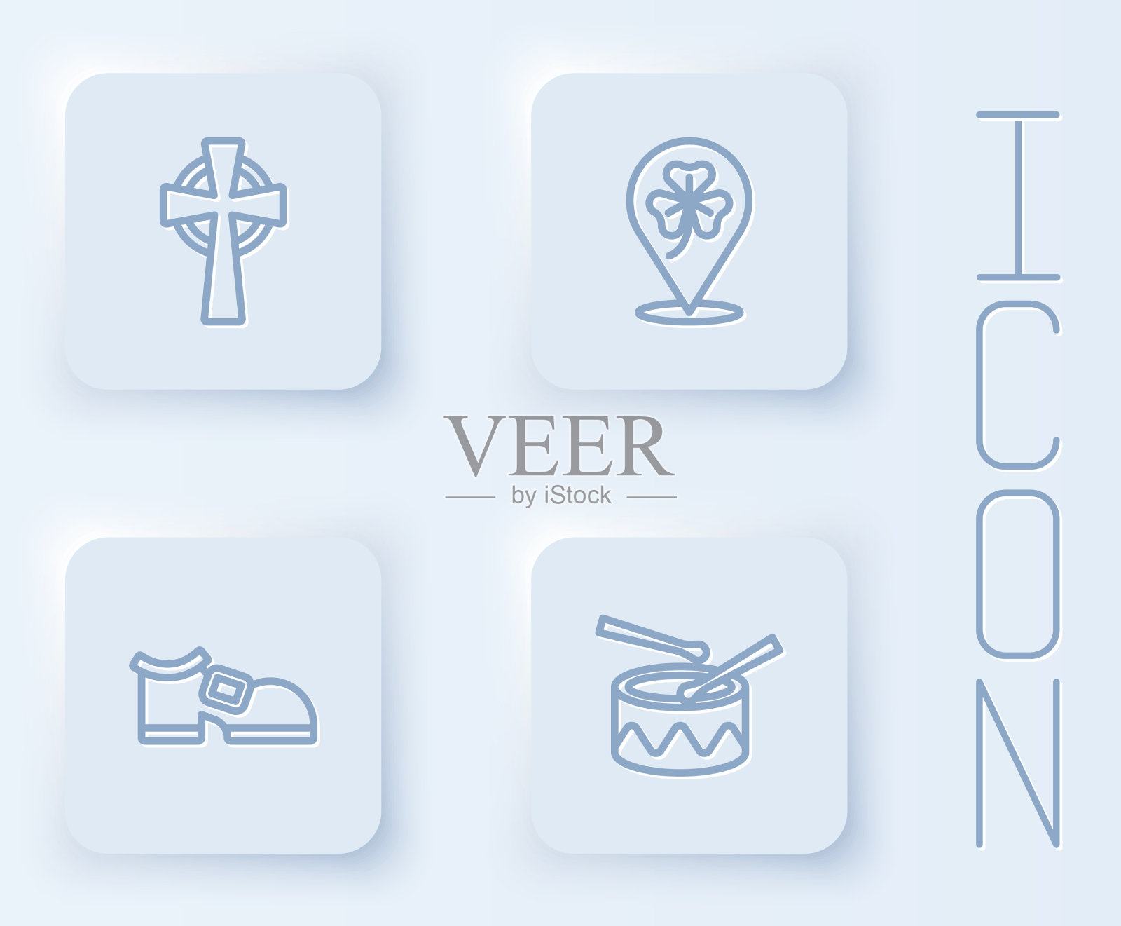 设线凯尔特十字三叶草三叶草图标素材