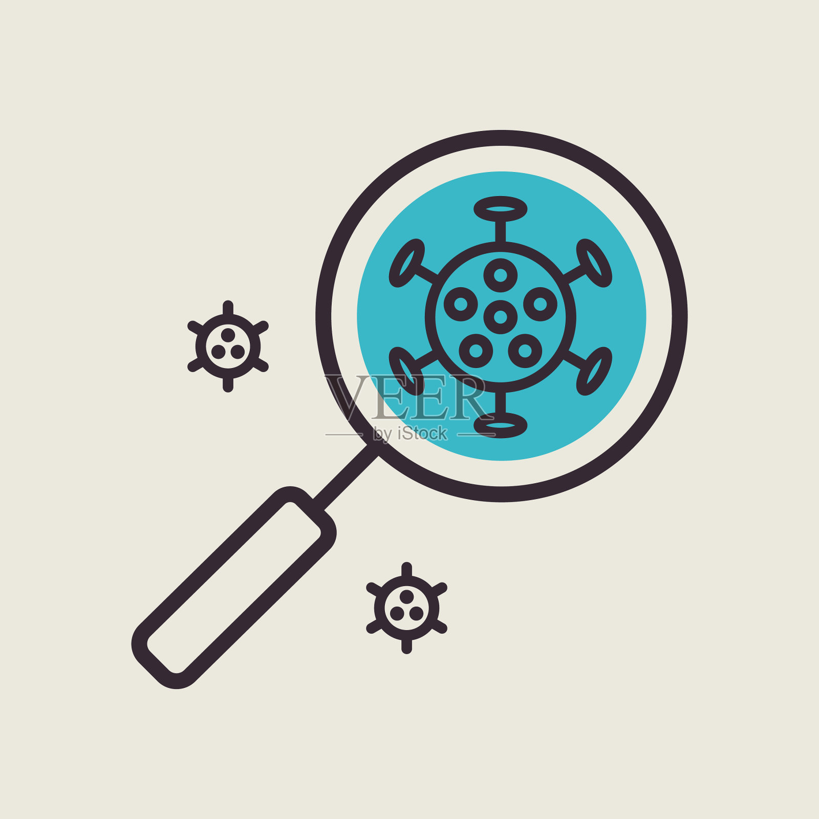 冠状病毒放大镜下的图标小说插画图片素材