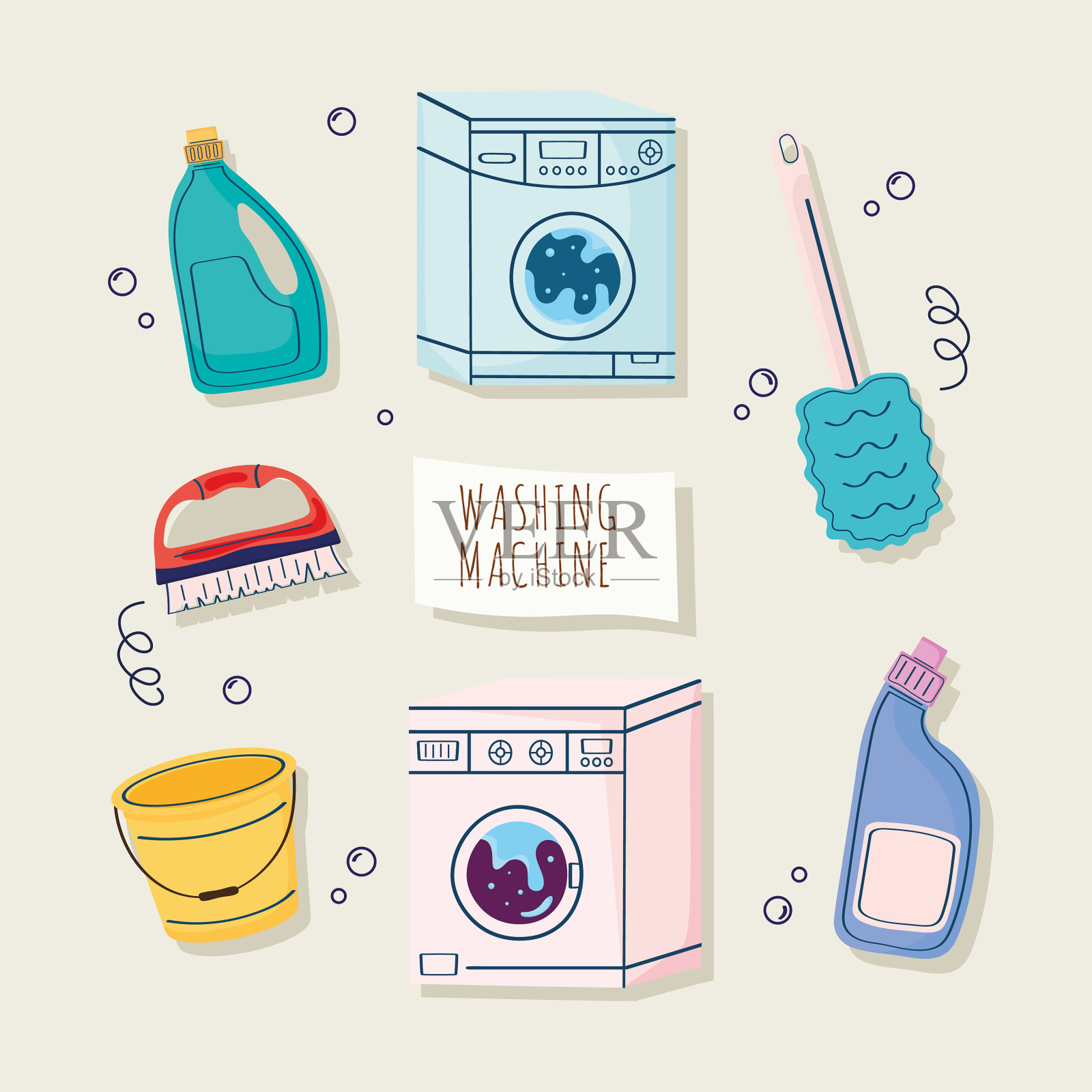 八大家居清洁图标插画图片素材