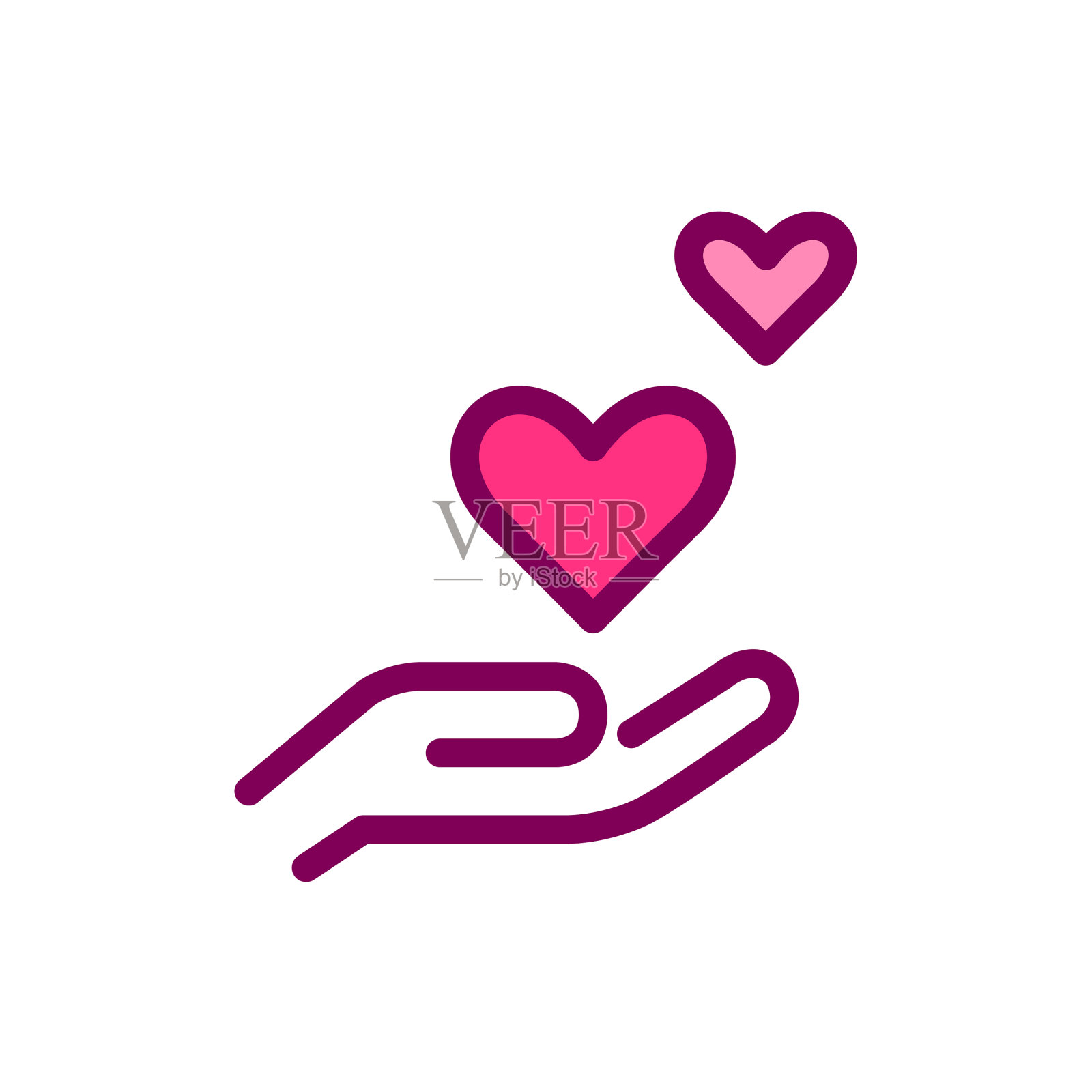 心牵手浪漫友谊慈善色图标素材