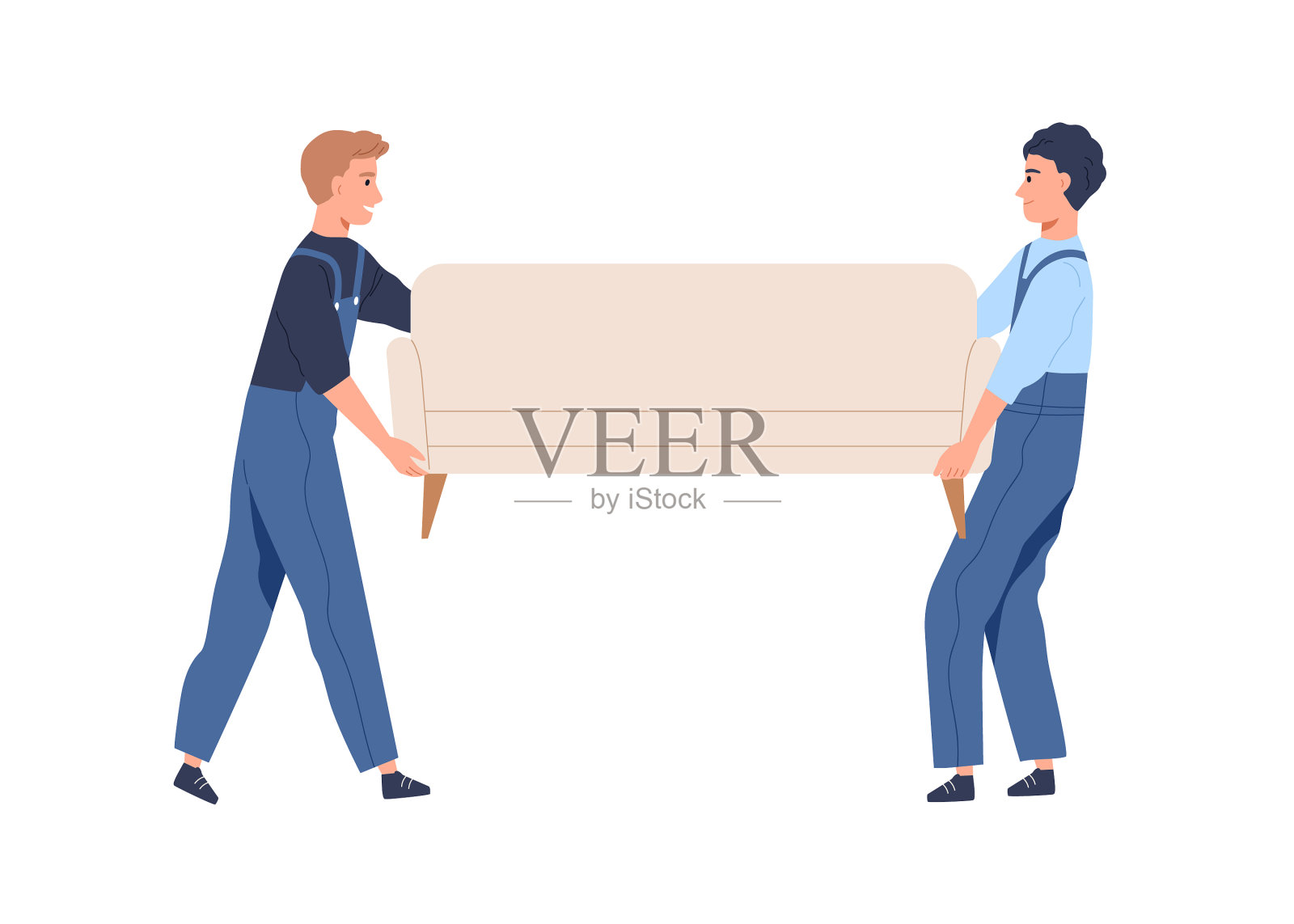 搬沙发的人搬着新家具设计元素图片