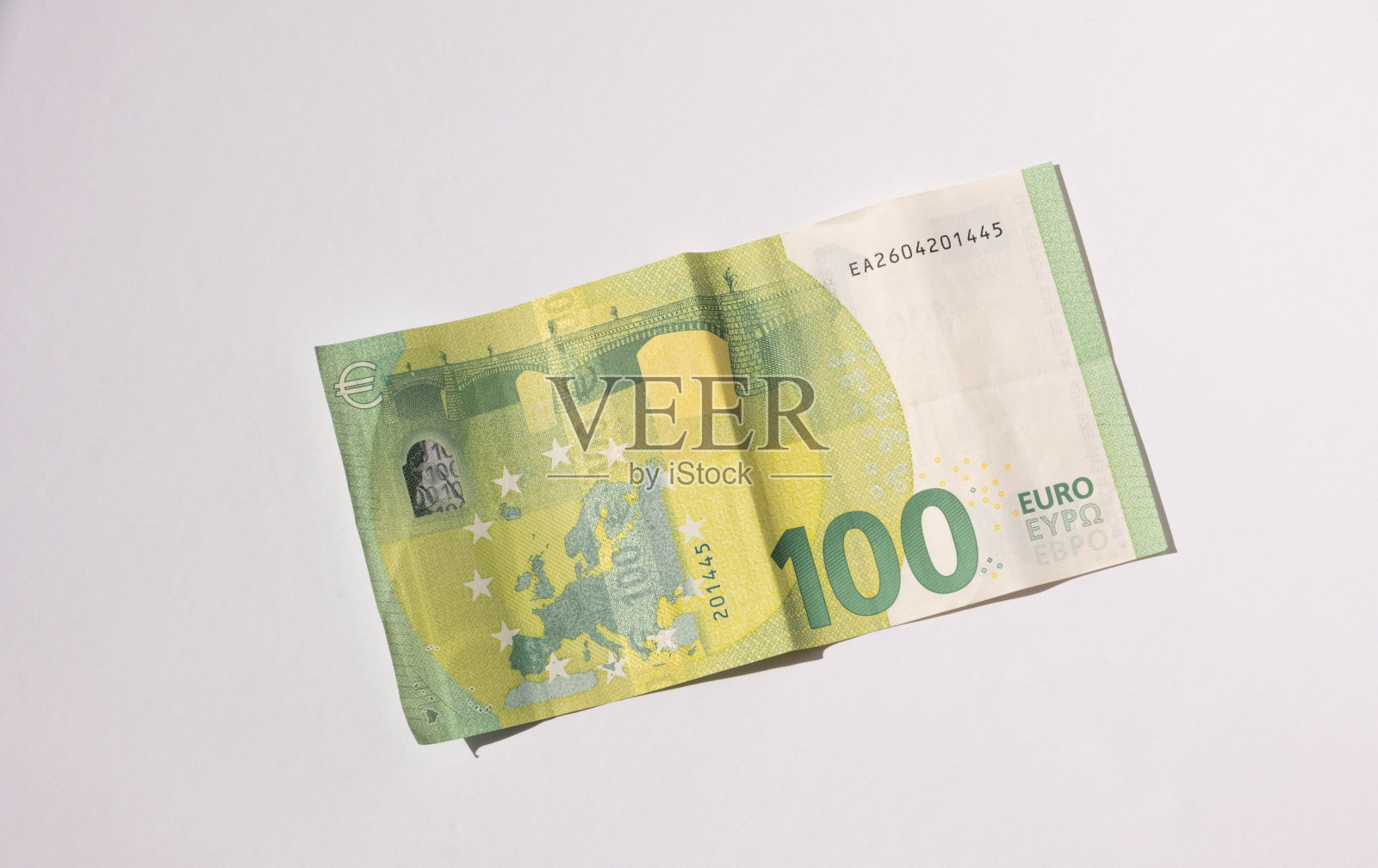 100欧元纸币背面白色背景照片摄影图片