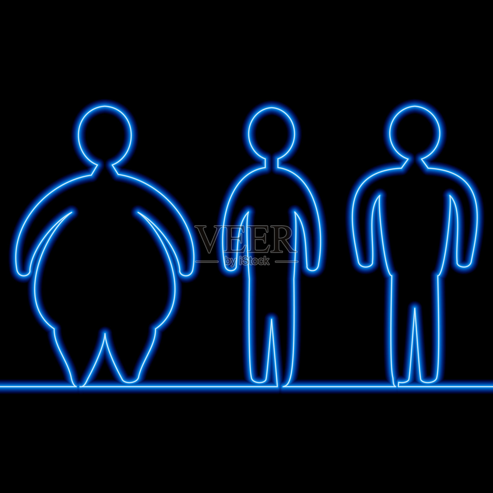 连续画线减重霓虹灯概念插画图片素材