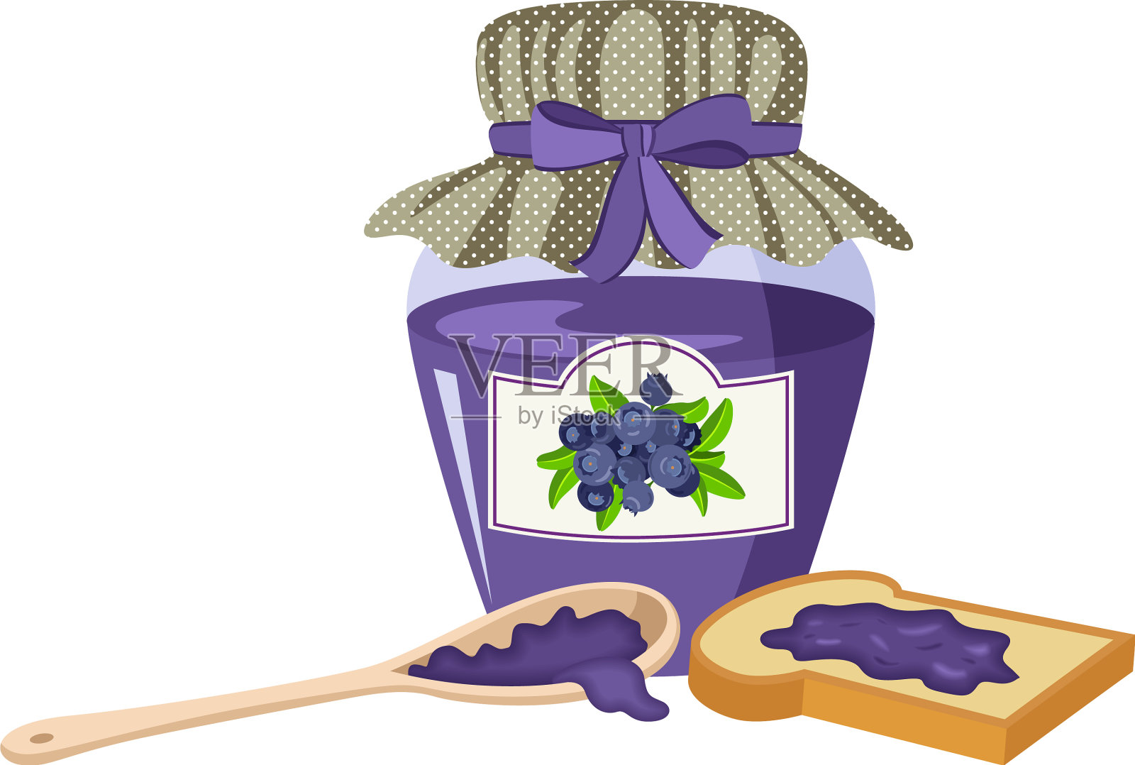 玻璃罐里的蓝莓果酱设计元素图片