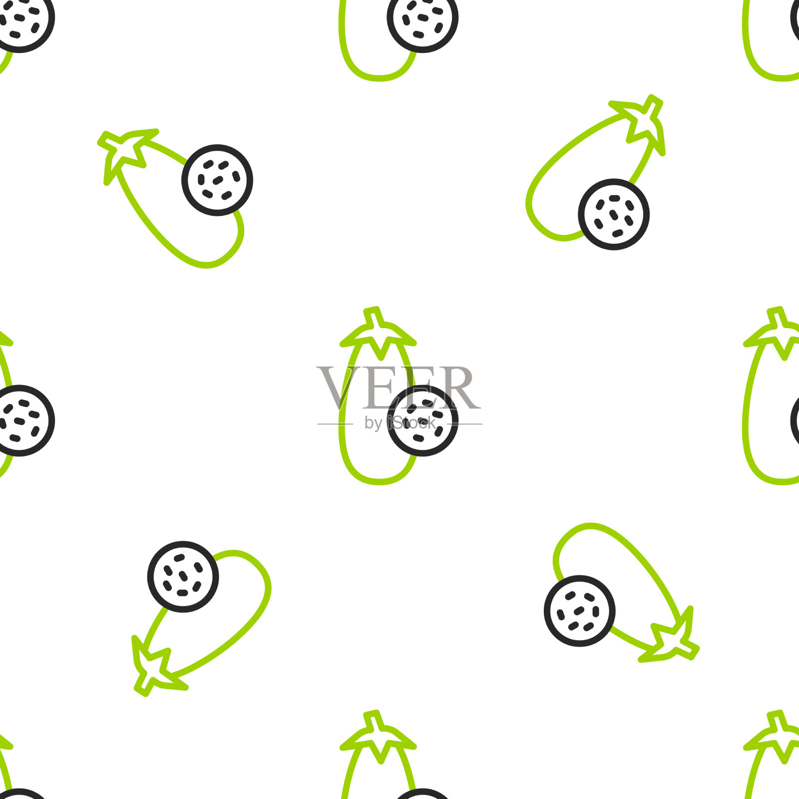 线茄子图标孤立无缝图案上插画图片素材