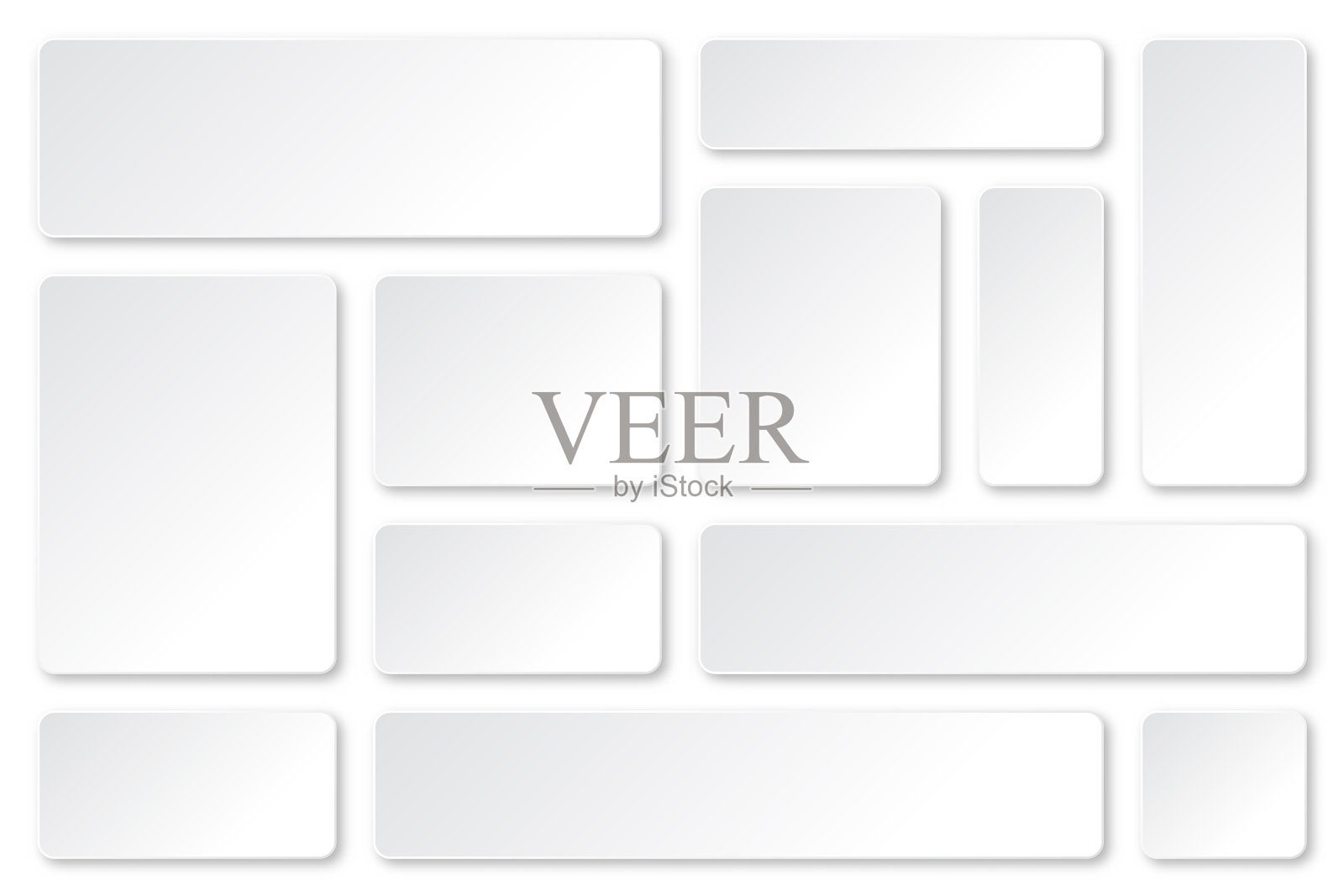 一套空白的纸横幅与阴影隔离插画图片素材