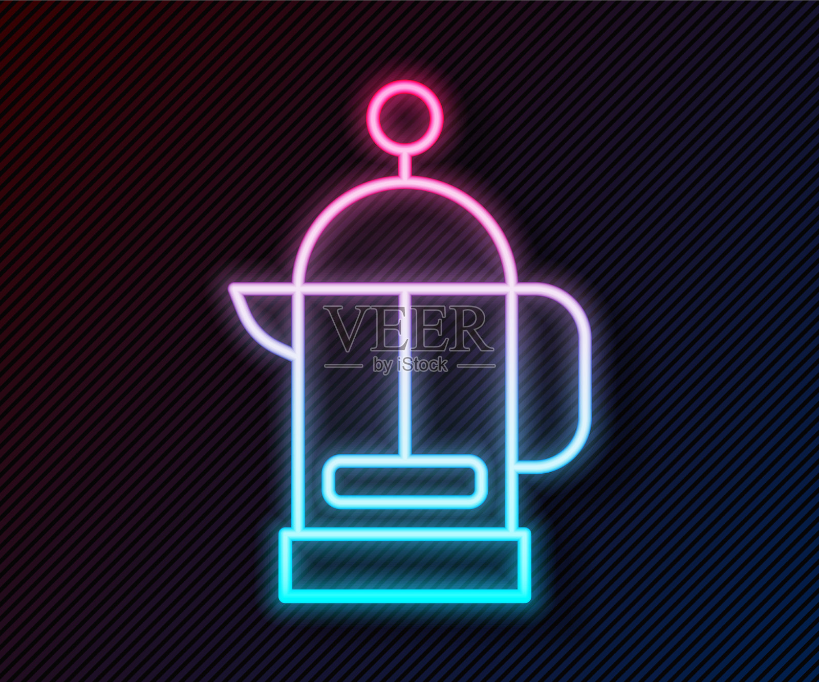 发光的霓虹灯线法国press图标孤立上插画图片素材