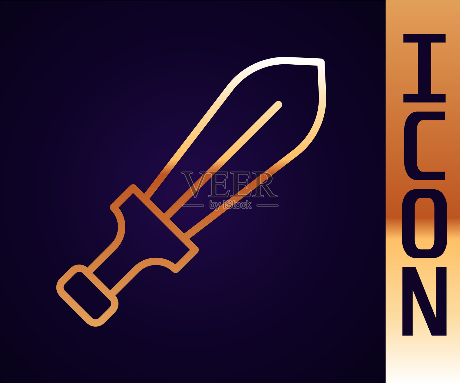 金线剑玩具图标孤立在黑色插画图片素材