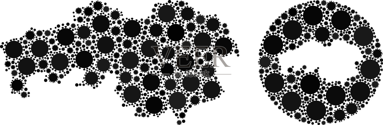 病毒马赛克模板和黑北布拉班特插画图片素材