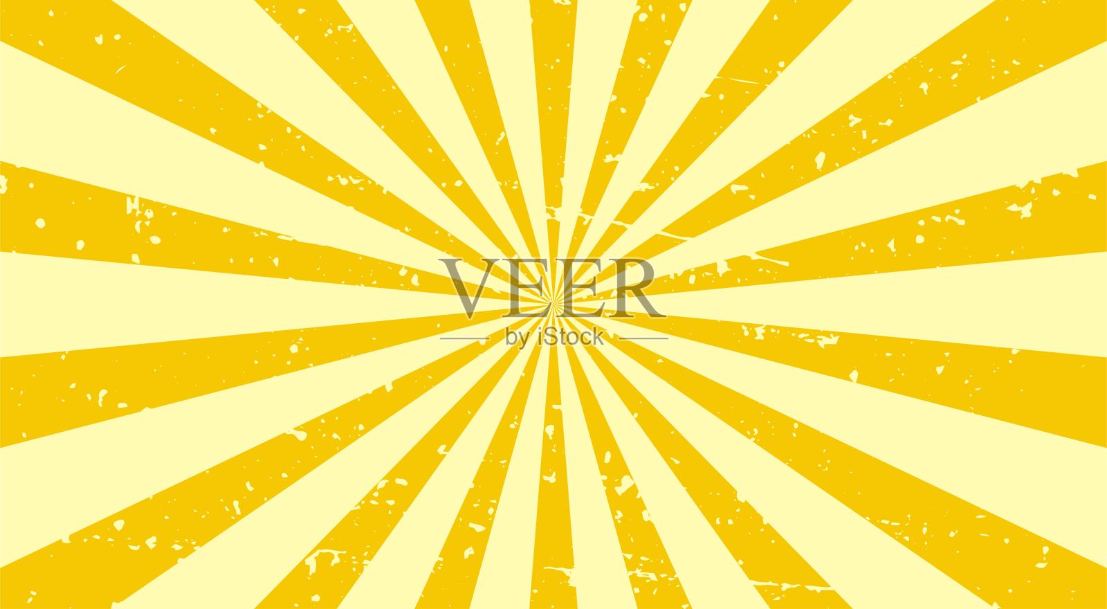 复古背景条纹。矢量插图与太阳爆发。太阳爆发水平复古背景。太阳光线在黄色背景复古风格。插画图片素材