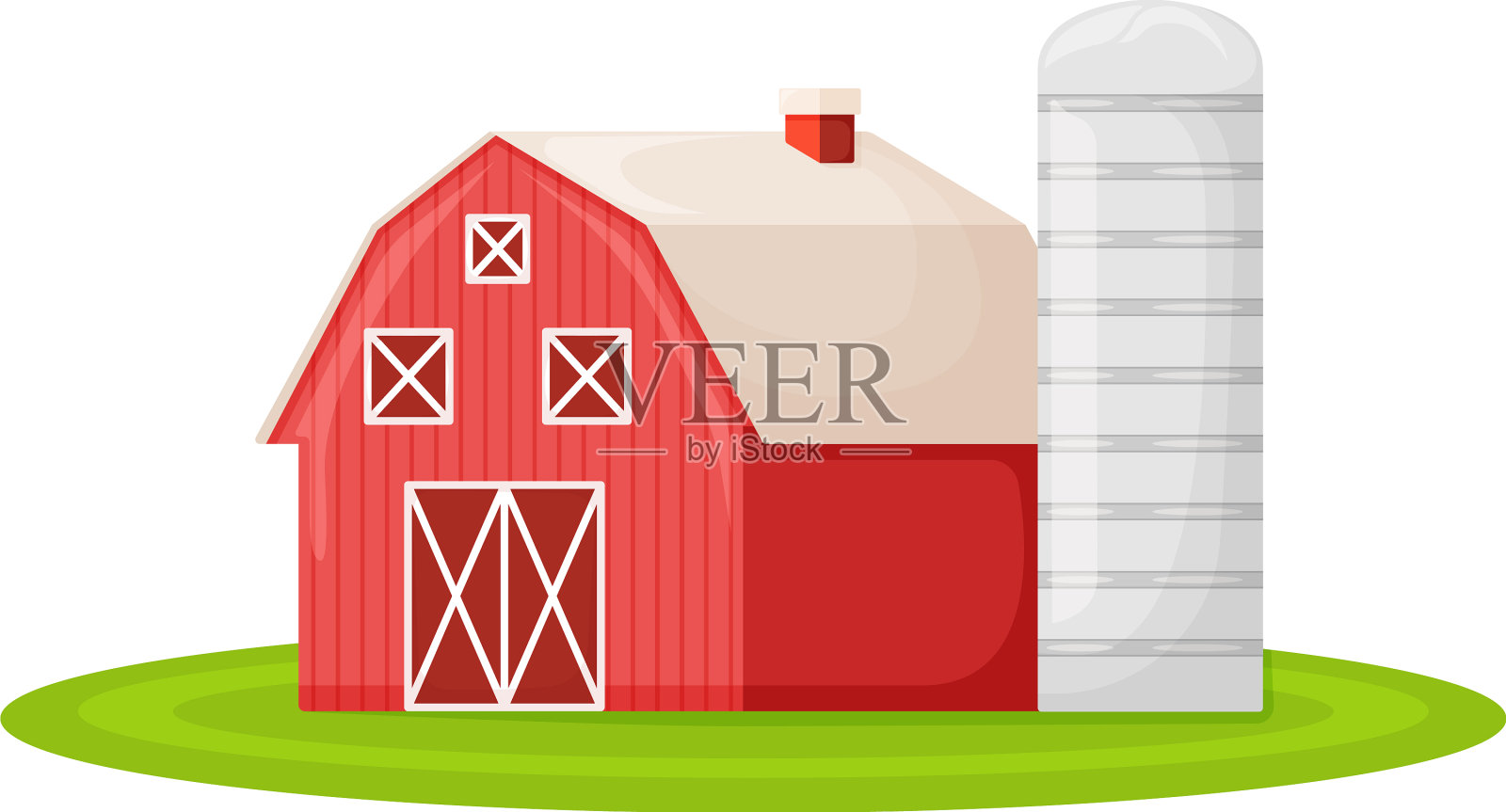概念乡村住宅红色现代农场谷仓插画图片素材