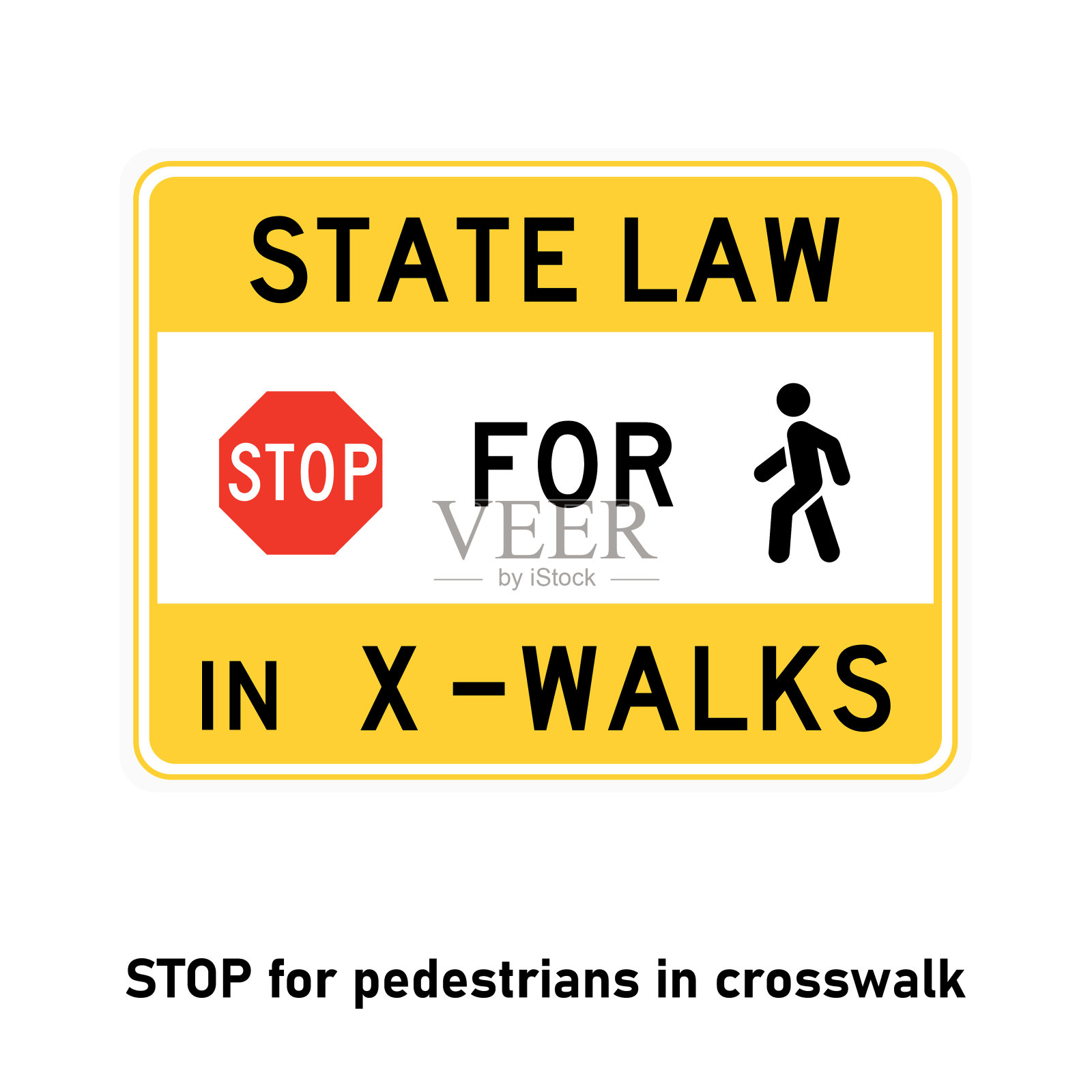 人行横道行人停车道路标志白底交通标志设计元素图片