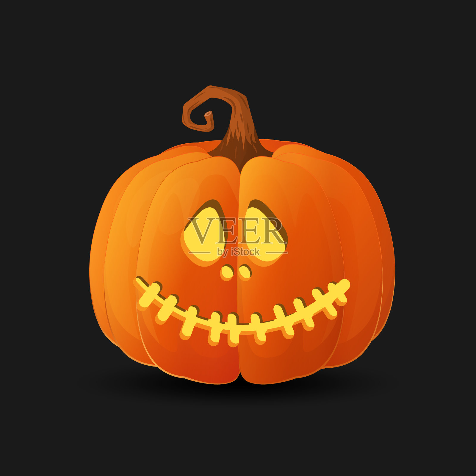 万圣节恐怖的橙色南瓜节日卡通概念插画图片素材