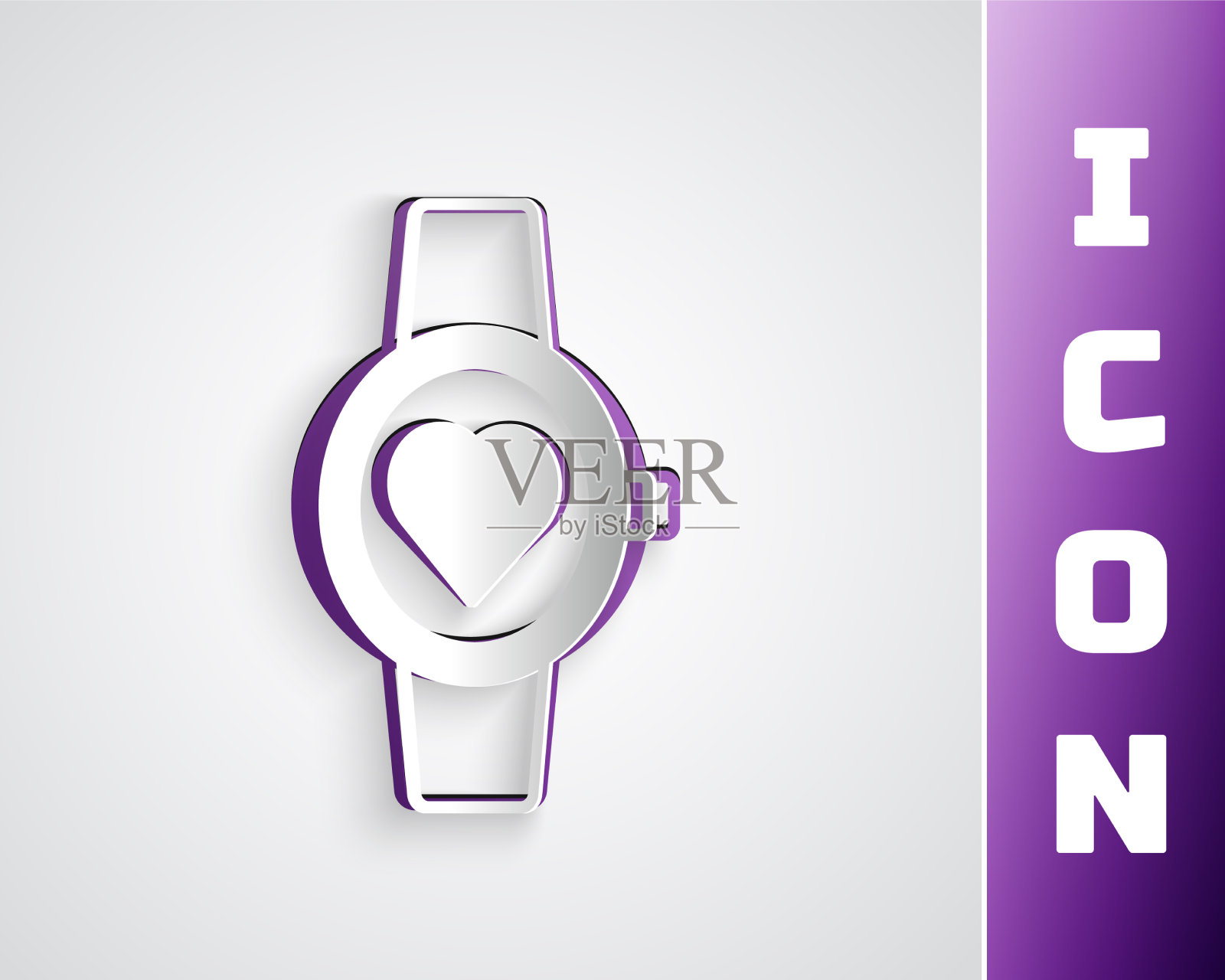 剪纸智能手表显示心跳率图标插画图片素材