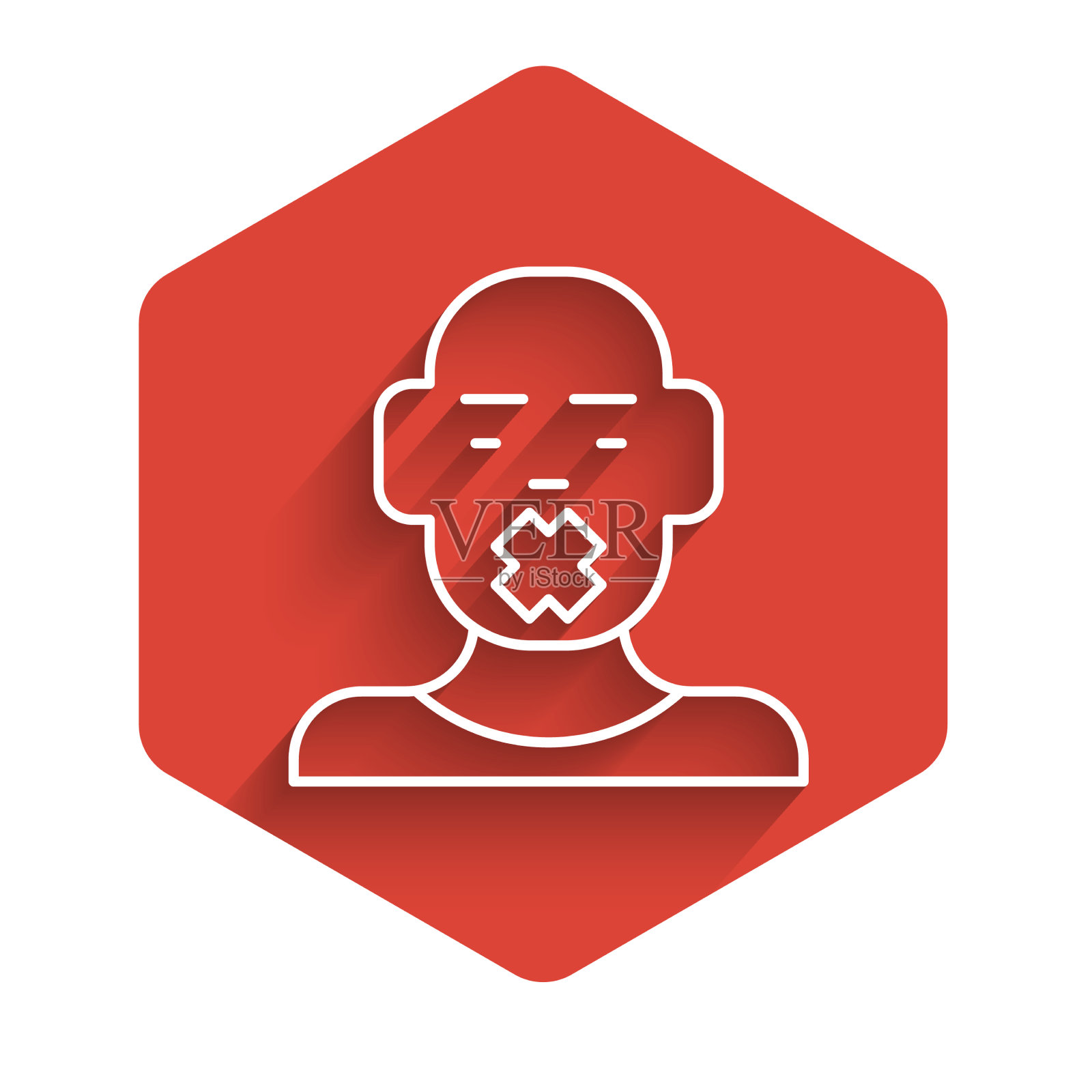 白线头的聋哑人图标孤立插画图片素材