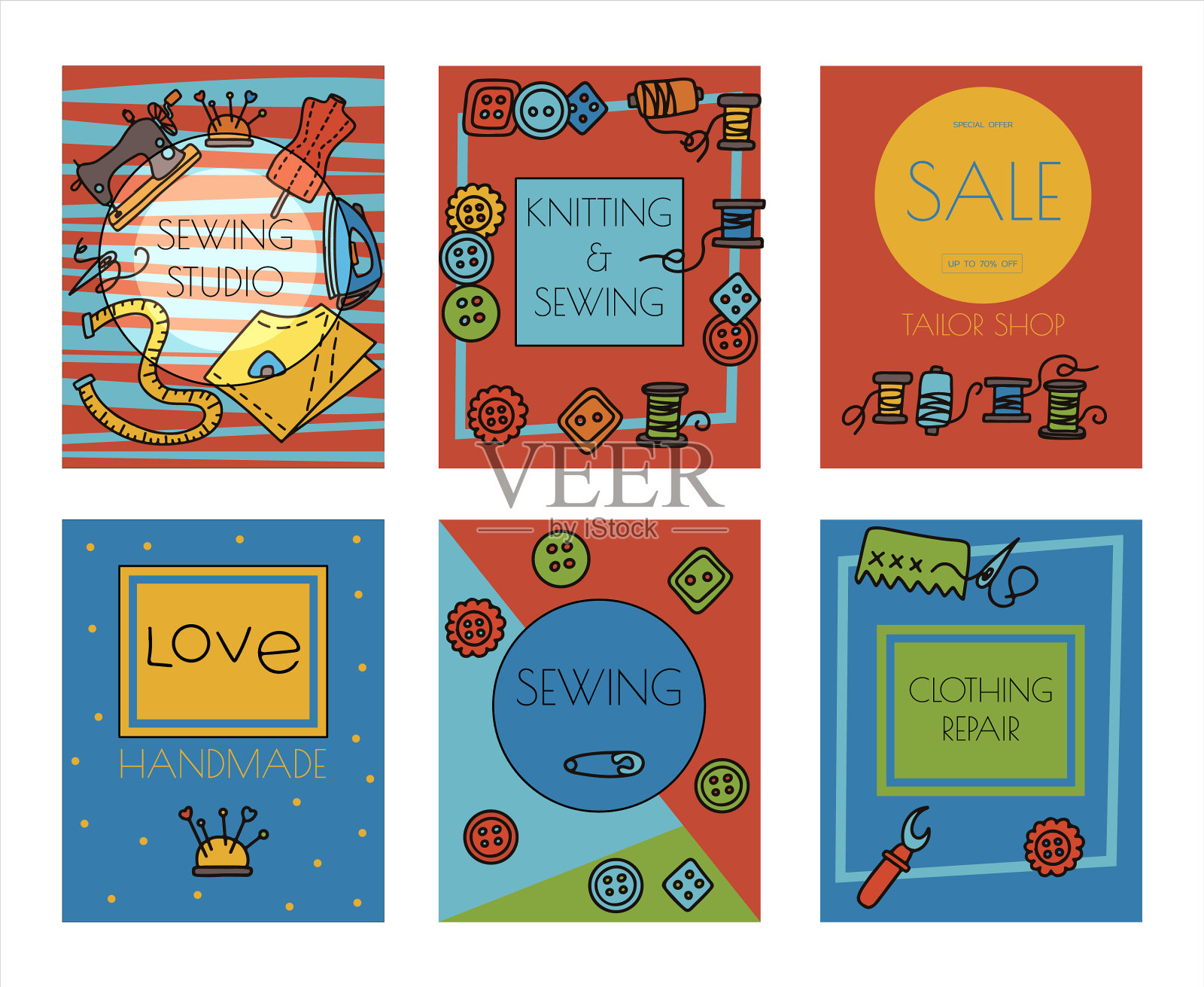 涂鸦缝纫横幅剪裁插画图片素材